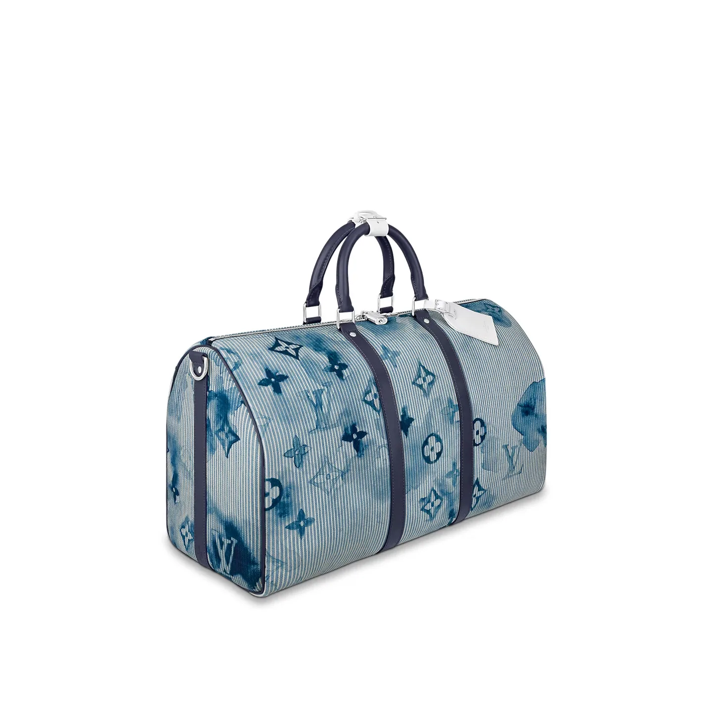 Louis Vuitton Keepall Bandouliere 50 Travel Bag / Blue Silver Hardware - Image 4