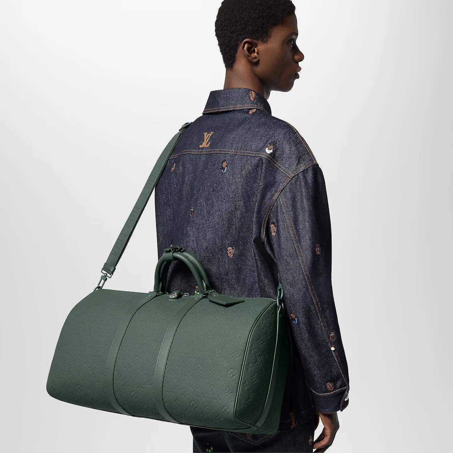 Louis Vuitton Keepall Bandouliere 50 Travel Bag / Green Matte Green Hardware - Image 3