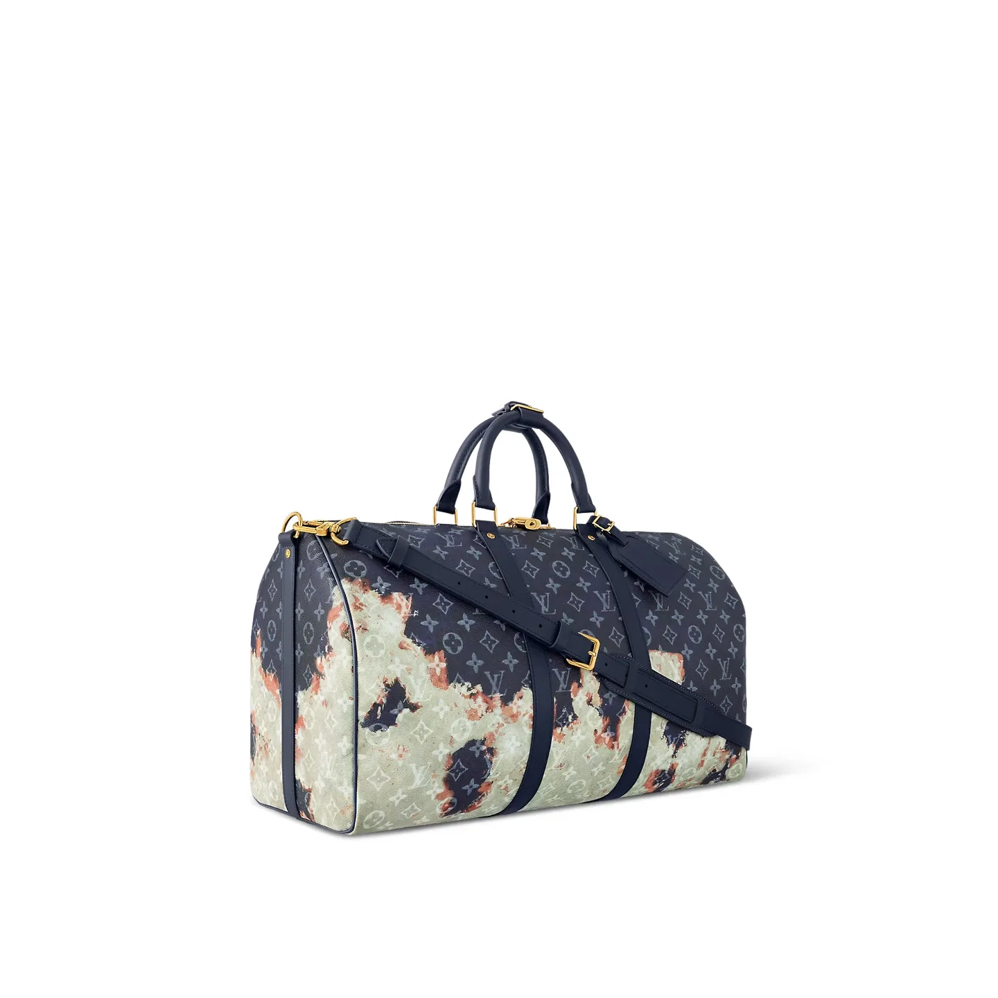 Louis Vuitton Keepall Bandouliere 50 Travel Bag / Ink Blue Gold Hardware - Image 3