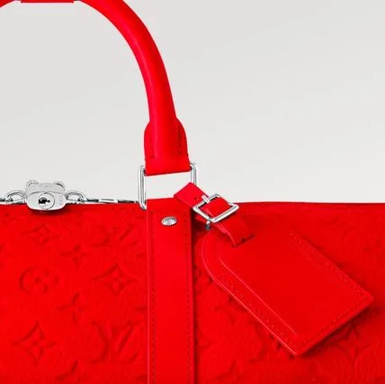Louis Vuitton Keepall Bandouliere 50 Travel Bag / Red Silver Hardware - Image 4