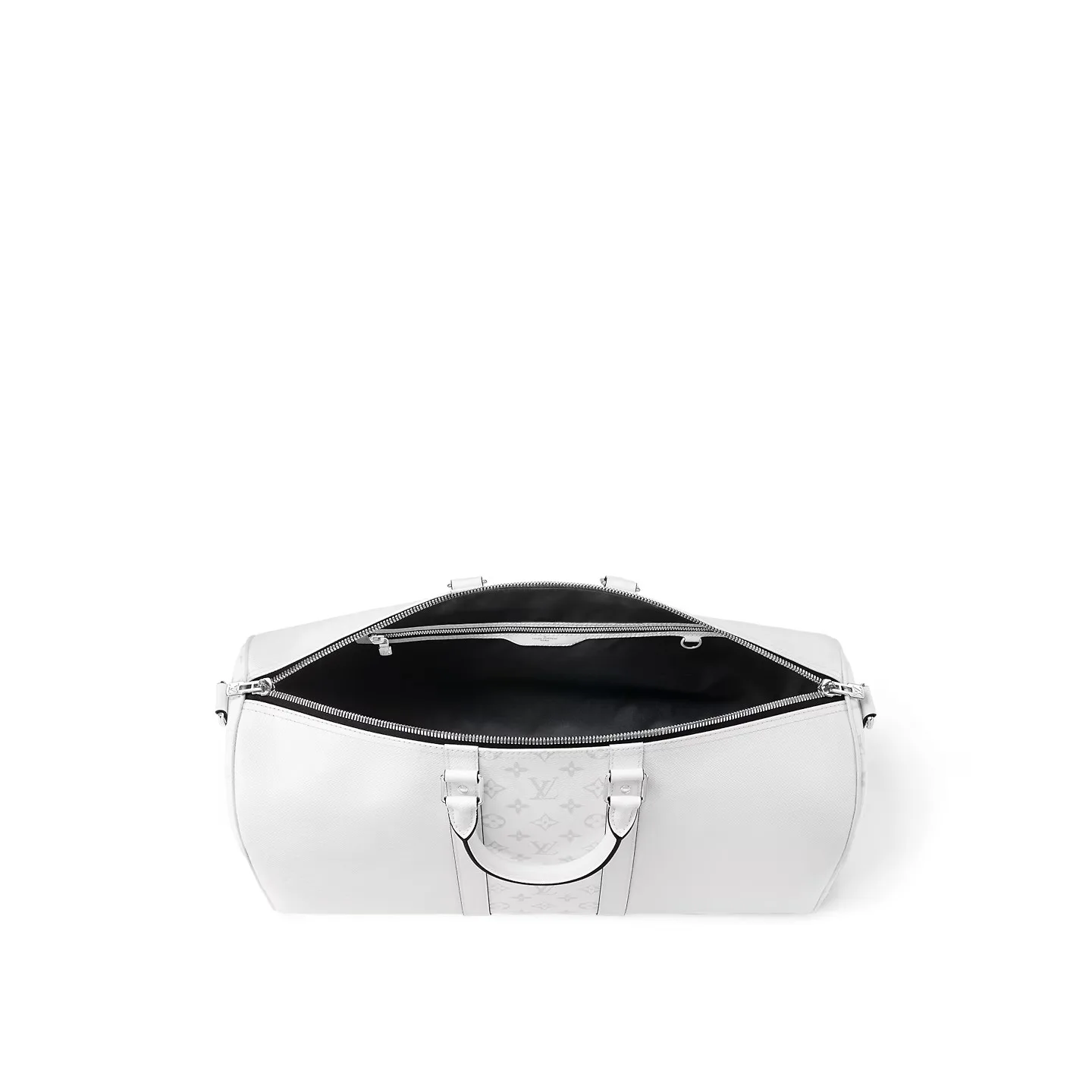 Louis Vuitton Keepall Bandouliere 50 Travel Bag / White Black Hardware - Image 7