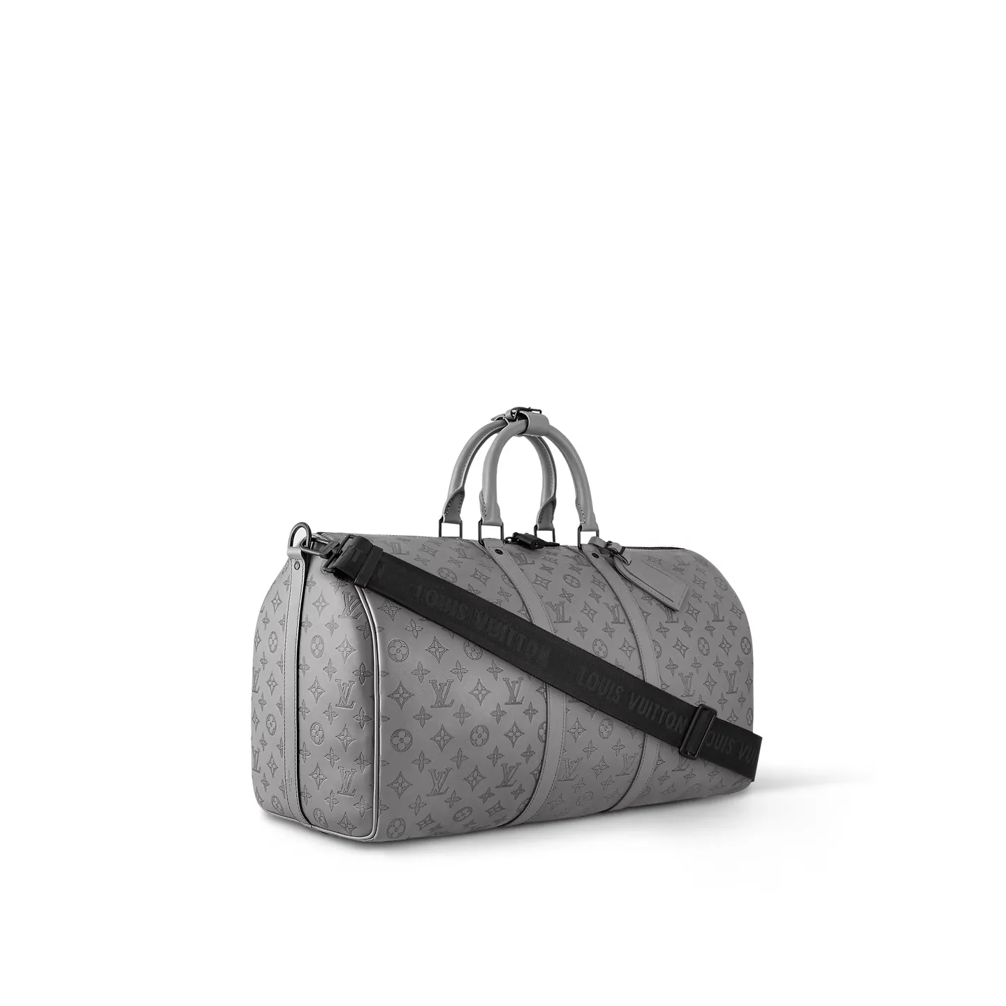 Louis Vuitton Keepall Bandouliere 50 Travel Bag / Grey Black Hardware - Image 3