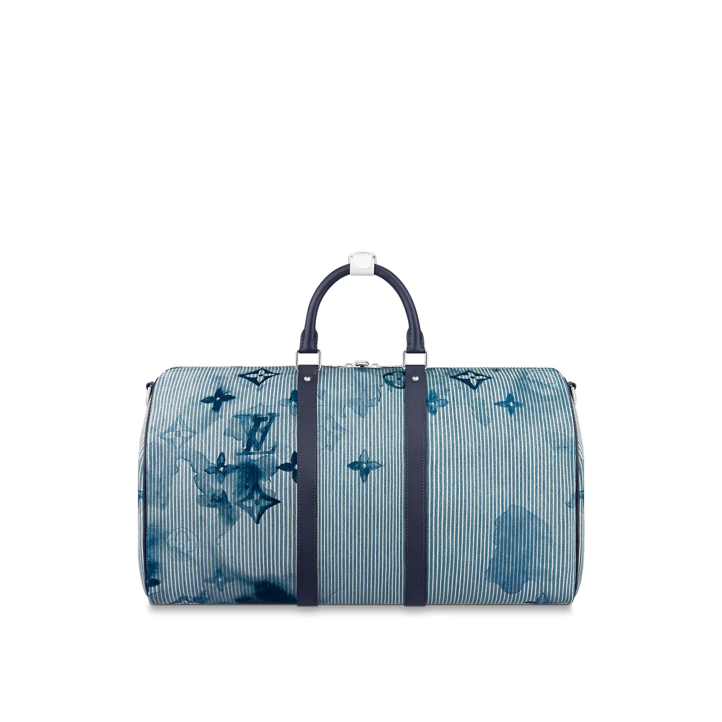 Louis Vuitton Keepall Bandouliere 50 Travel Bag / Blue Silver Hardware - Image 6