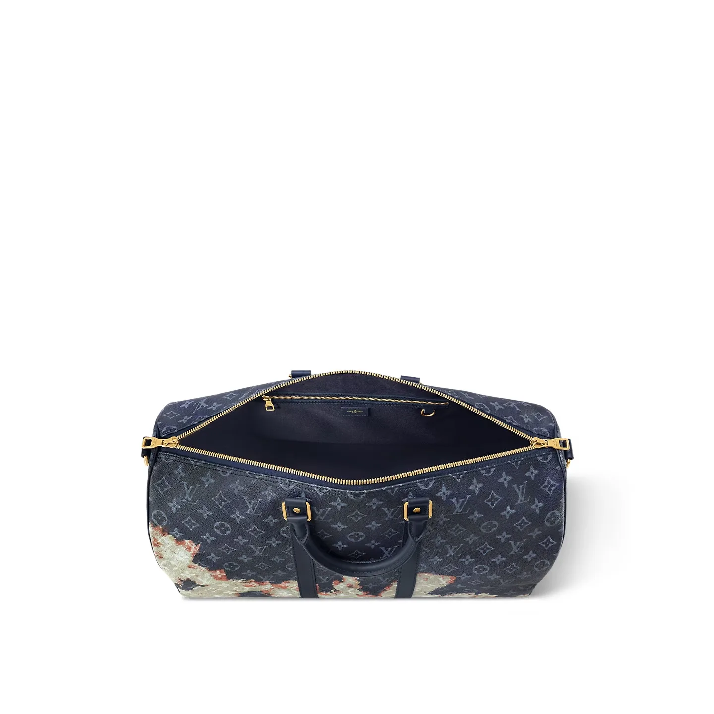Louis Vuitton Keepall Bandouliere 50 Travel Bag / Ink Blue Gold Hardware - Image 4