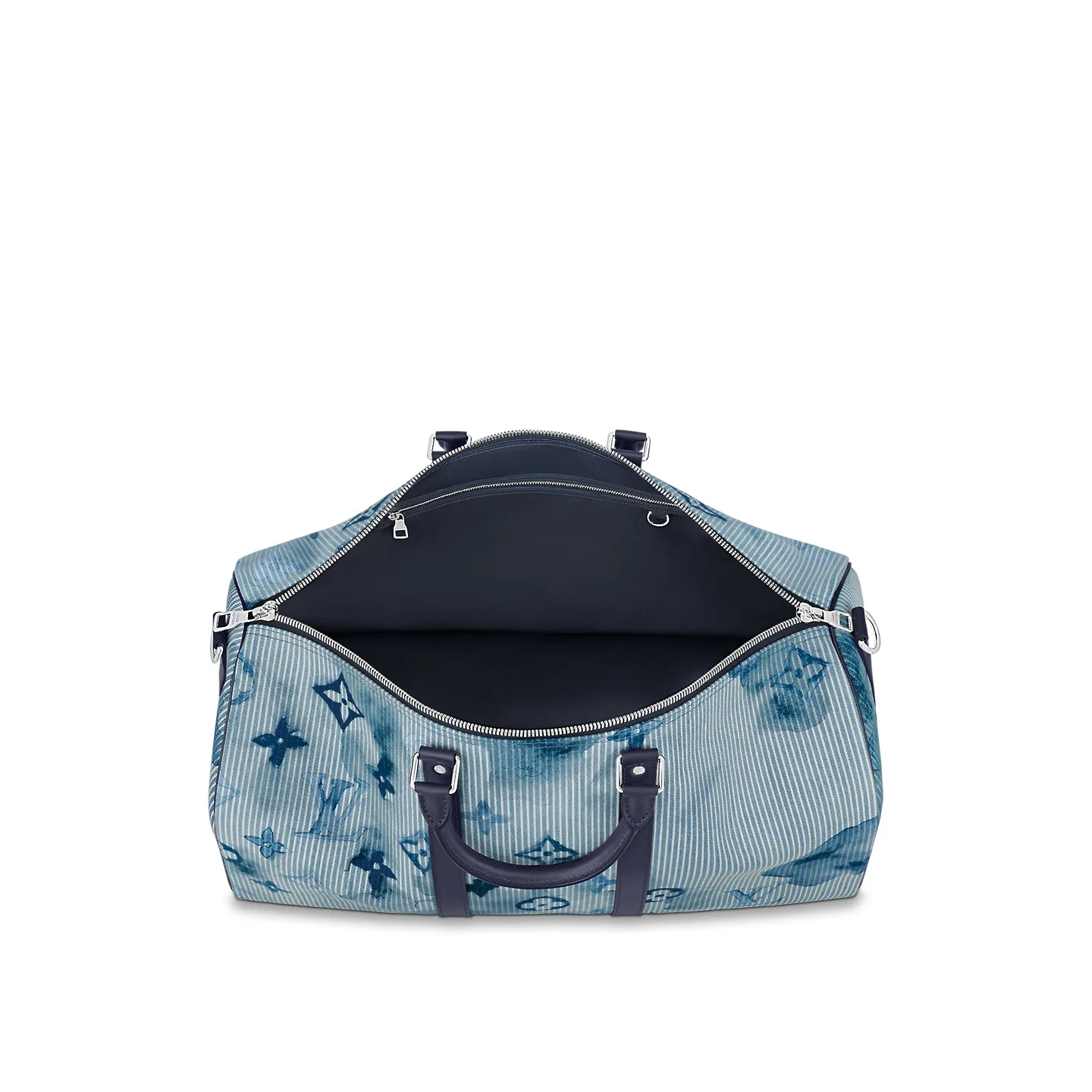 Louis Vuitton Keepall Bandouliere 50 Travel Bag / Blue Silver Hardware - Image 5