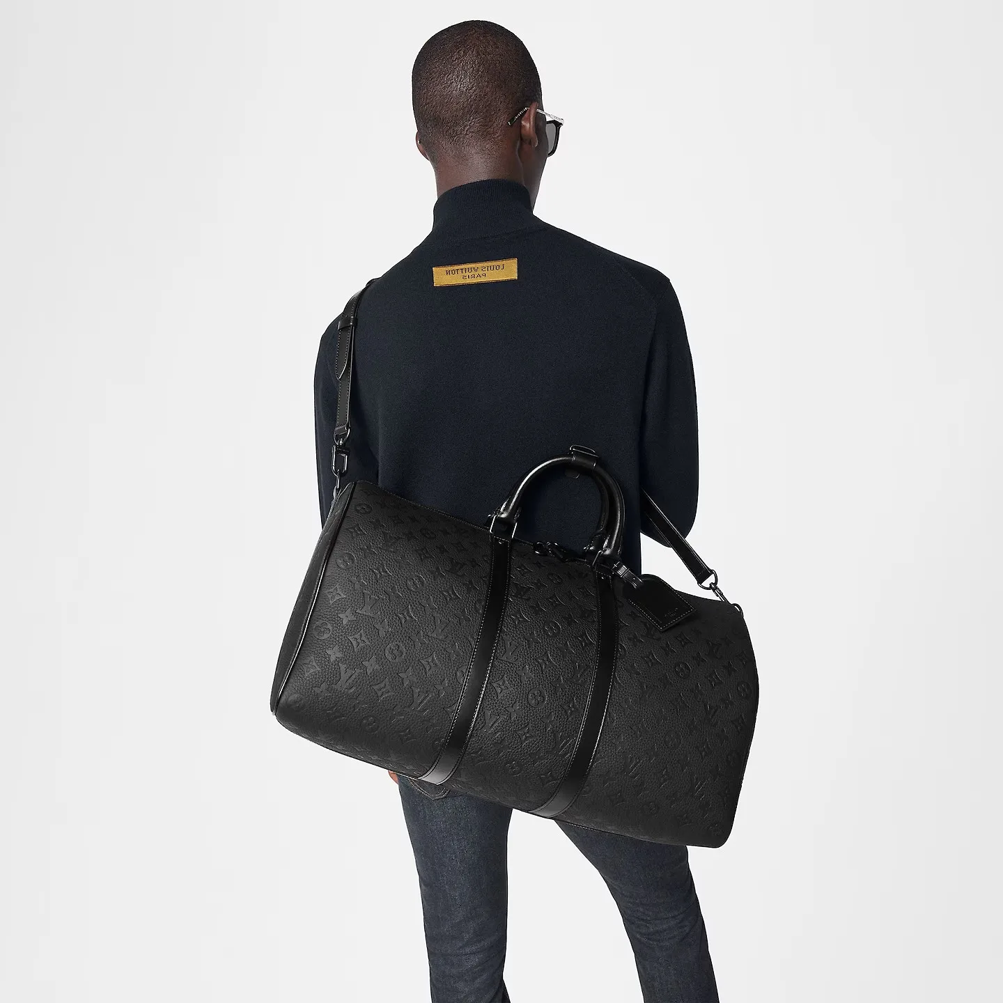 Alternative view of Louis Vuitton Keepall Bandouliere 50 Travel Bag / Black Matte Black Hardware