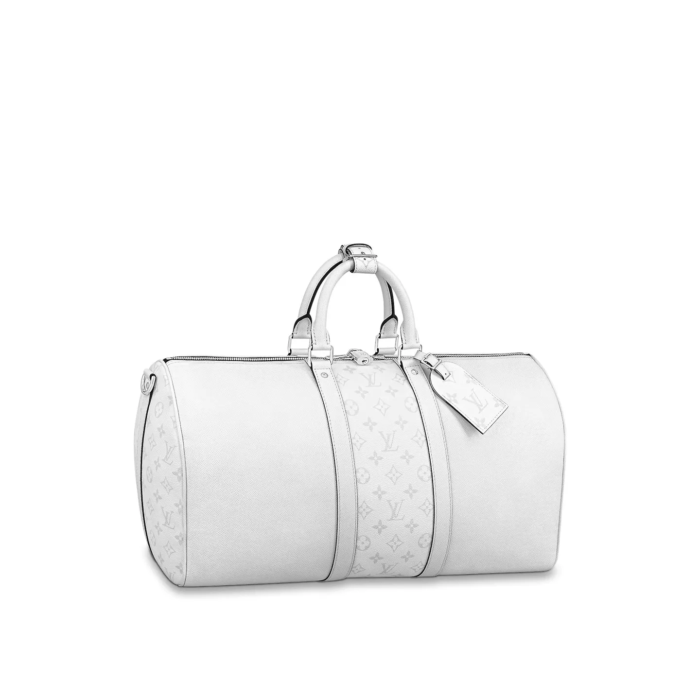 Louis Vuitton Keepall Bandouliere 50 Travel Bag / White Black Hardware - Image 5