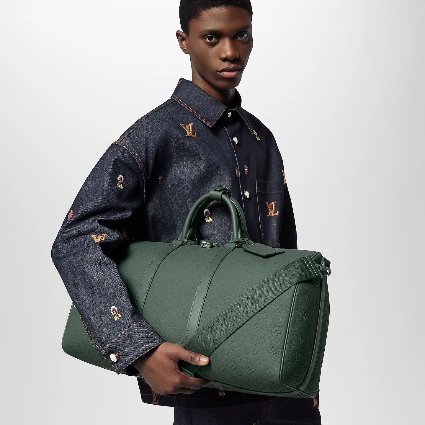 Louis Vuitton Keepall Bandouliere 50 Travel Bag / Green Matte Green Hardware - Image 2
