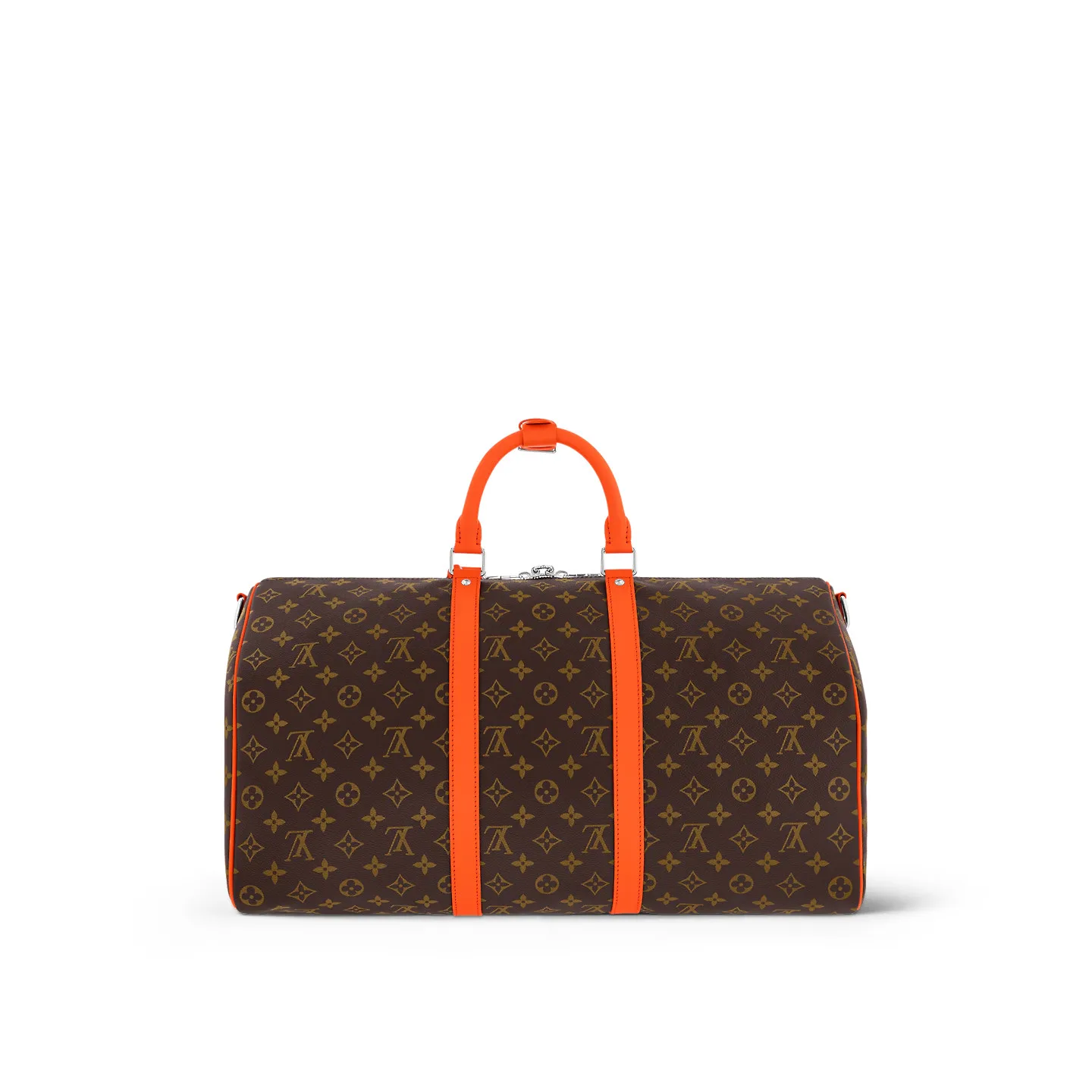 Louis Vuitton Keepall Bandouliere 50 Travel Bag / Brown/ Orange Silver Hardware - Image 4