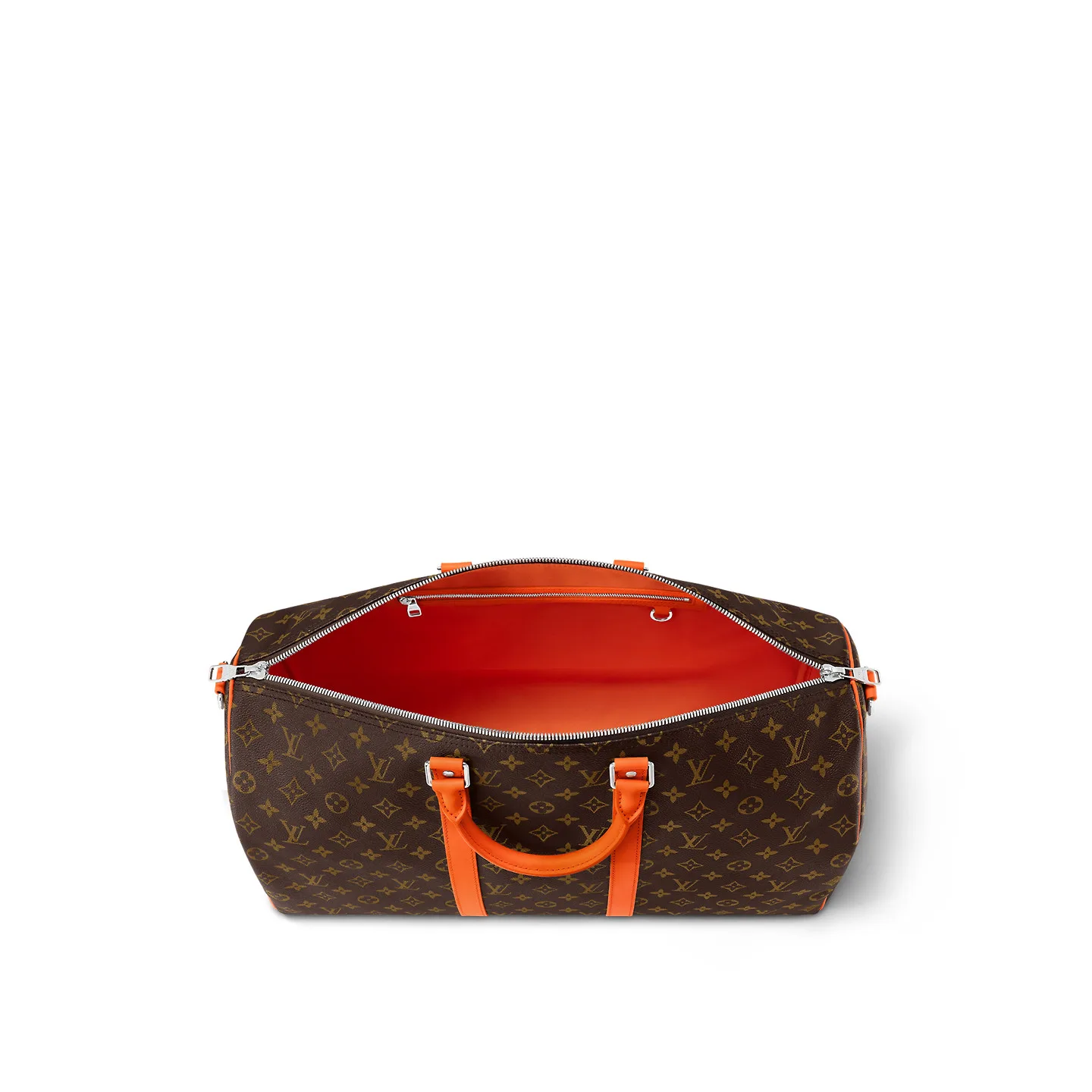 Louis Vuitton Keepall Bandouliere 50 Travel Bag / Brown/ Orange Silver Hardware - Image 3