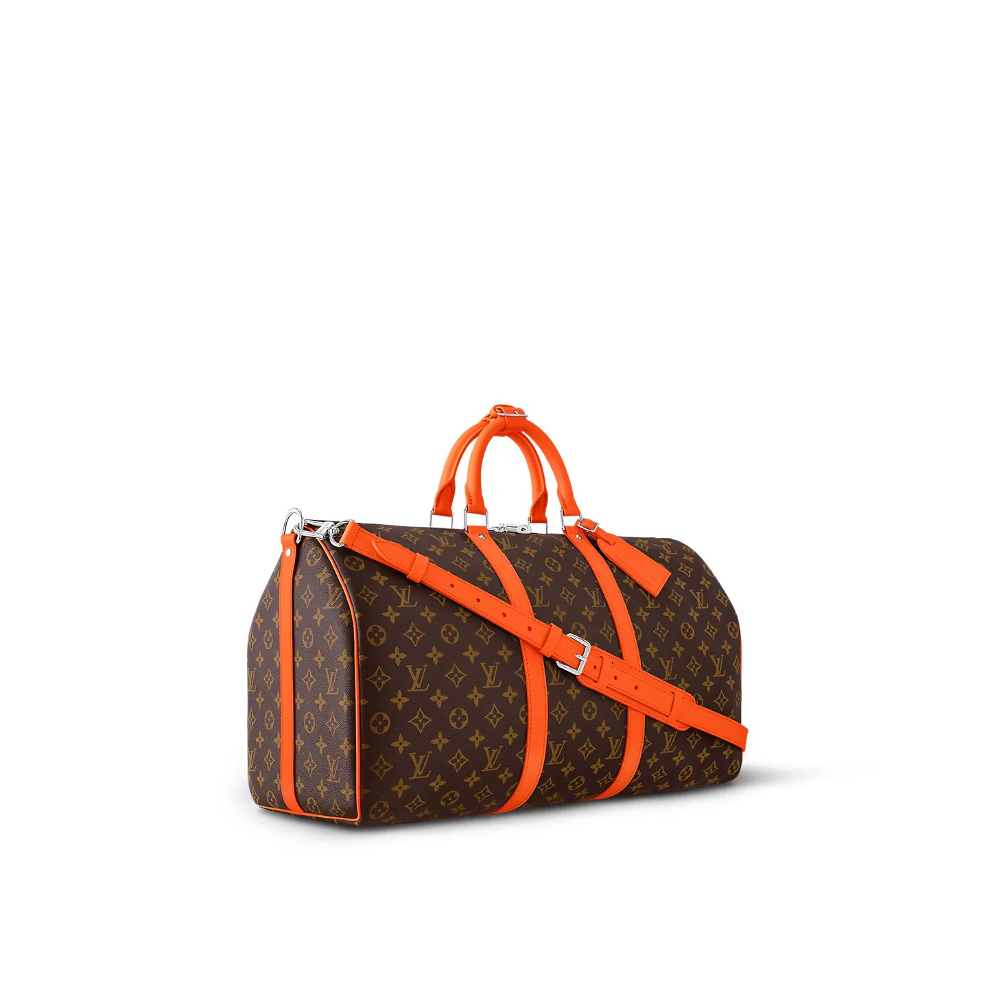 Alternative view of Louis Vuitton Keepall Bandouliere 50 Travel Bag / Brown/ Orange Silver Hardware