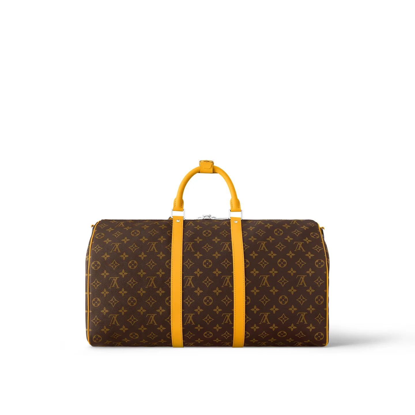 Louis Vuitton Keepall Bandouliere 50 Travel Bag / Brown/ Yellow Silver Hardware - Image 4
