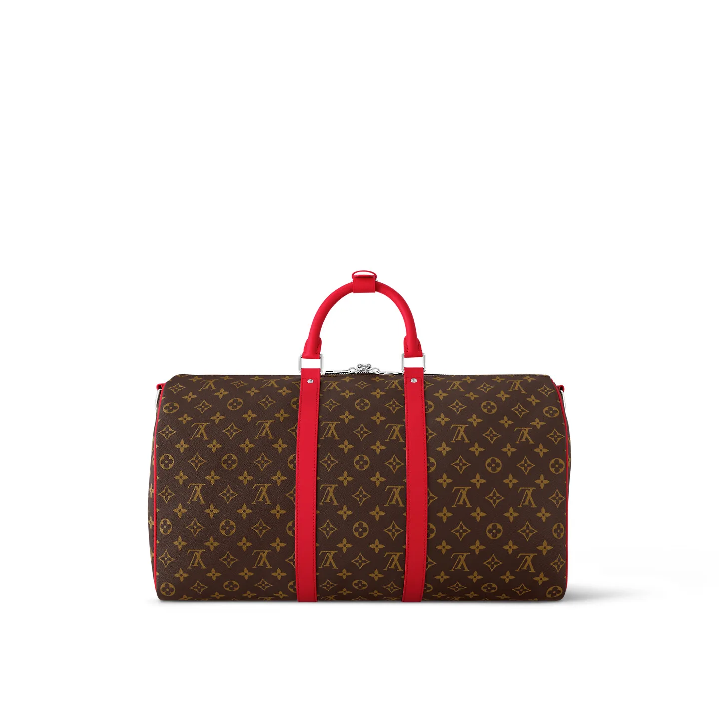 Louis Vuitton Keepall Bandouliere 50 Travel Bag / Brown/ Red Silver Hardware - Image 5