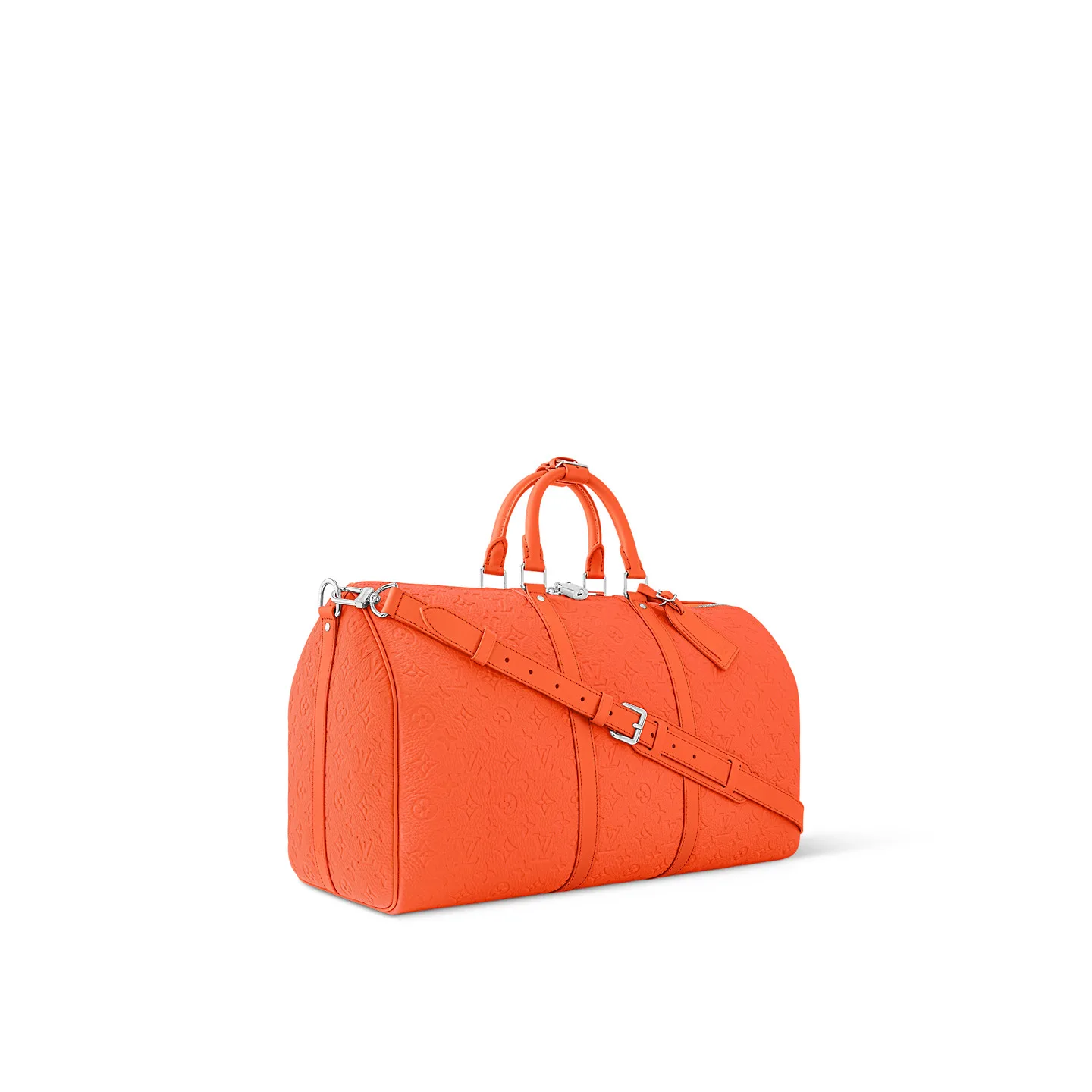 Louis Vuitton Keepall Bandouliere 50 Travel Bag / Orange Silver Hardware - Image 3