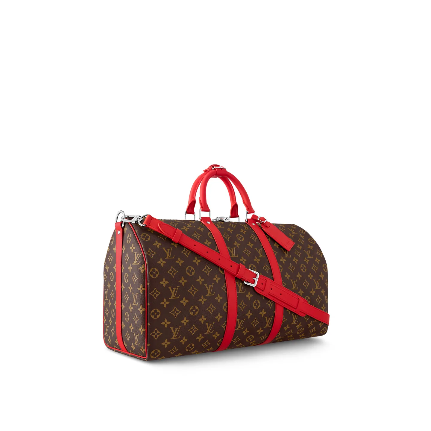 Louis Vuitton Keepall Bandouliere 50 Travel Bag / Brown/ Red Silver Hardware - Image 3