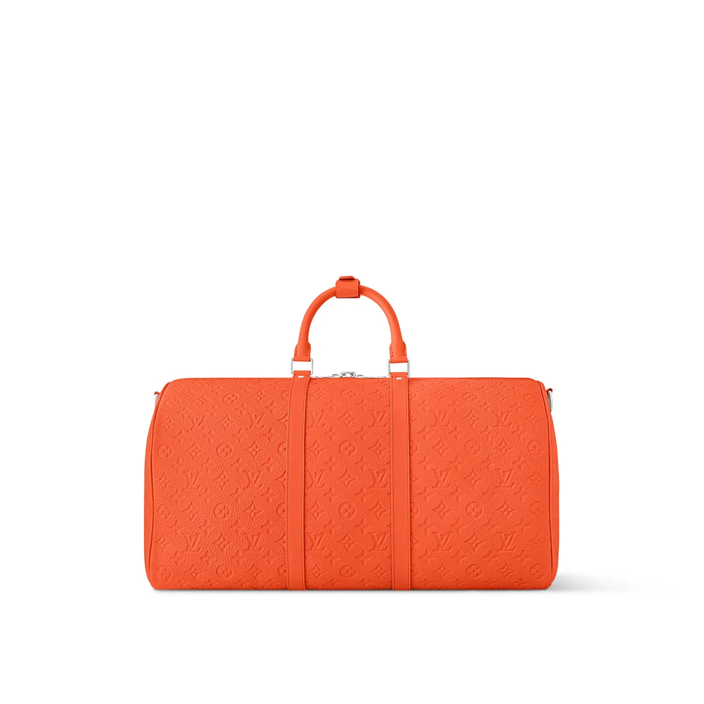 Louis Vuitton Keepall Bandouliere 50 Travel Bag / Orange Silver Hardware - Image 4