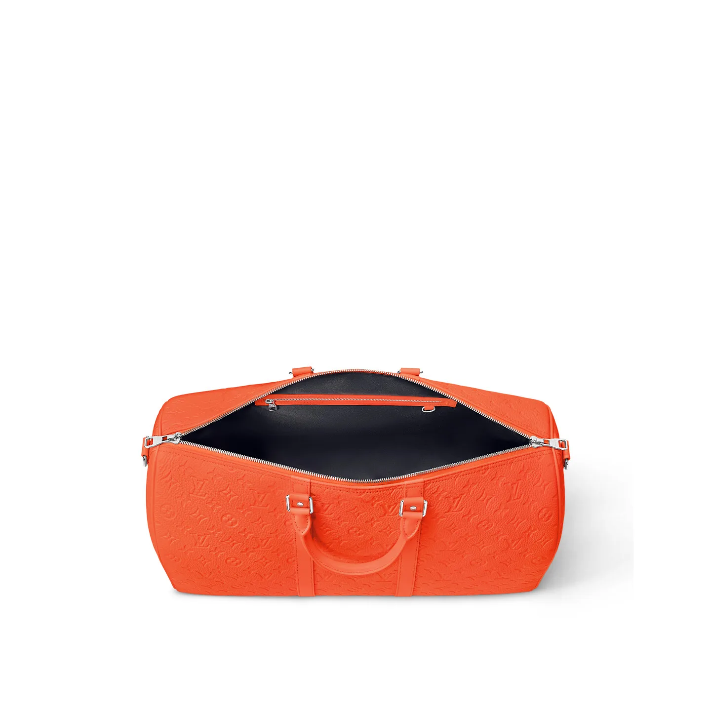 Louis Vuitton Keepall Bandouliere 50 Travel Bag / Orange Silver Hardware - Image 5