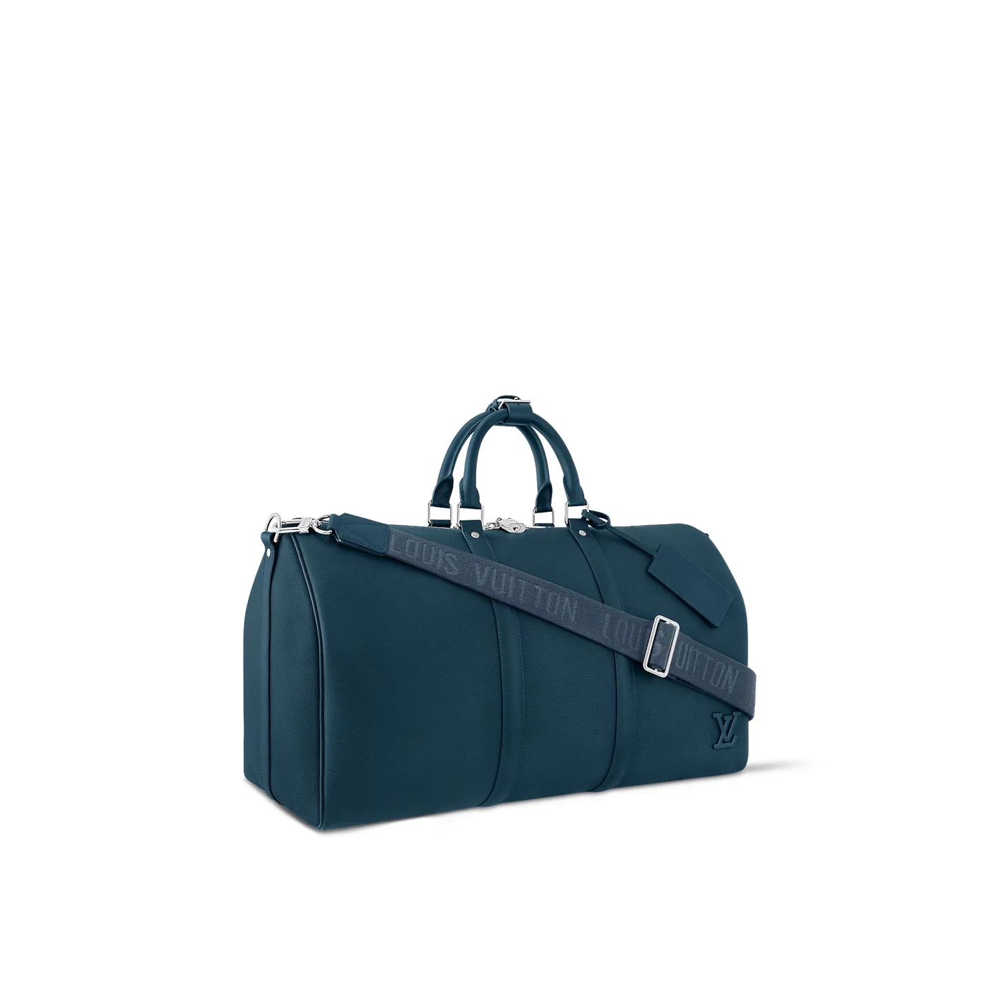 Louis Vuitton Keepall Bandouliere 50 Travel Bag / Dark Blue Silver Hardware - Image 3