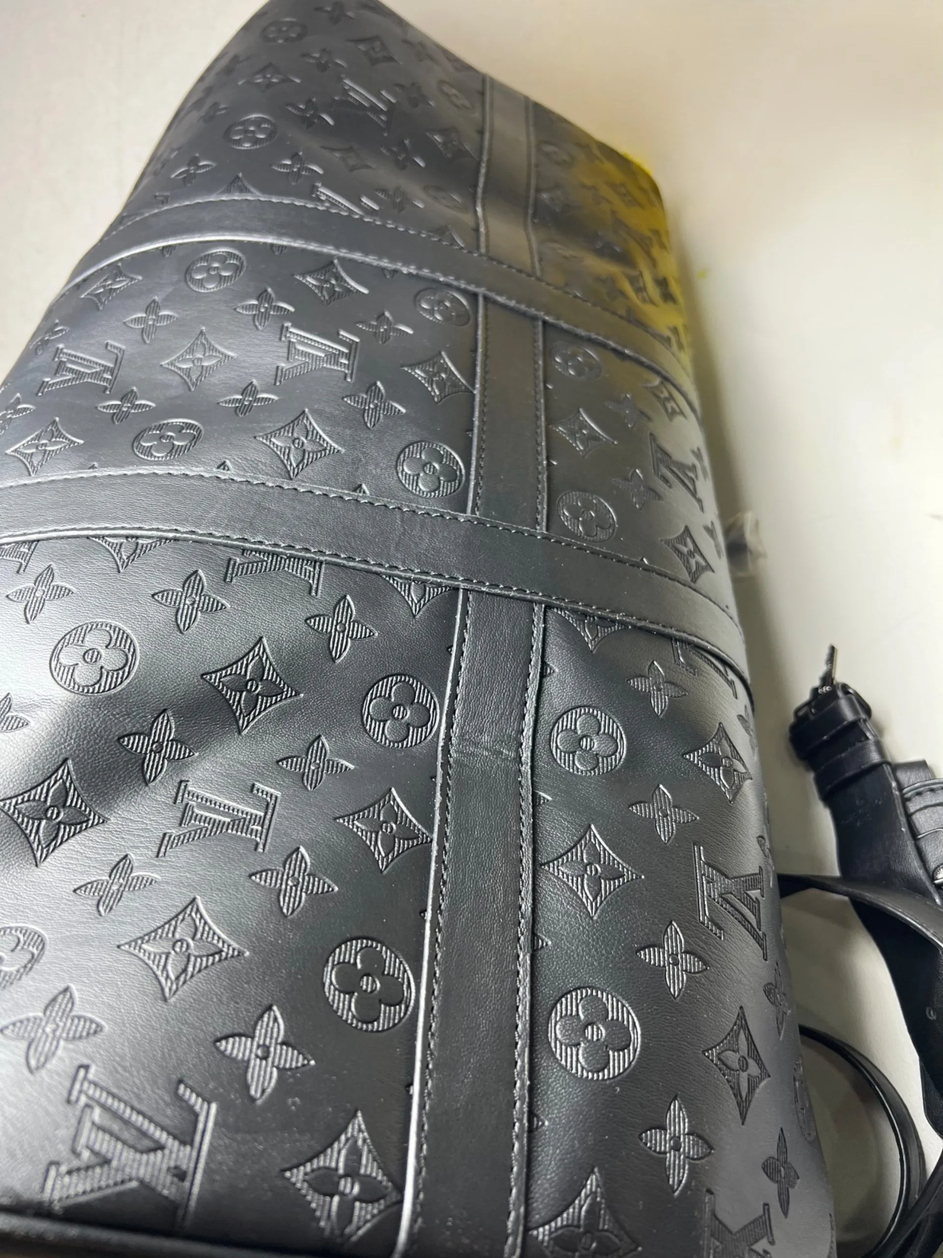 Louis Vuitton Keepall Bandouliere 50 Travel Bag / Black Matte Black Hardware - Image 6