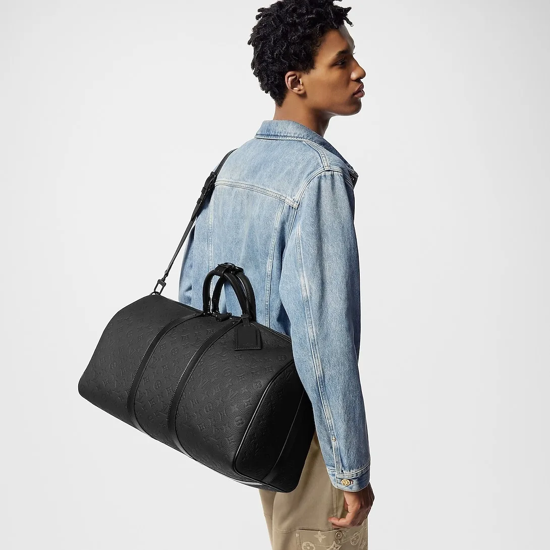 Louis Vuitton Keepall Bandouliere 50 Travel Bag / Black Matte Black Hardware - Image 3