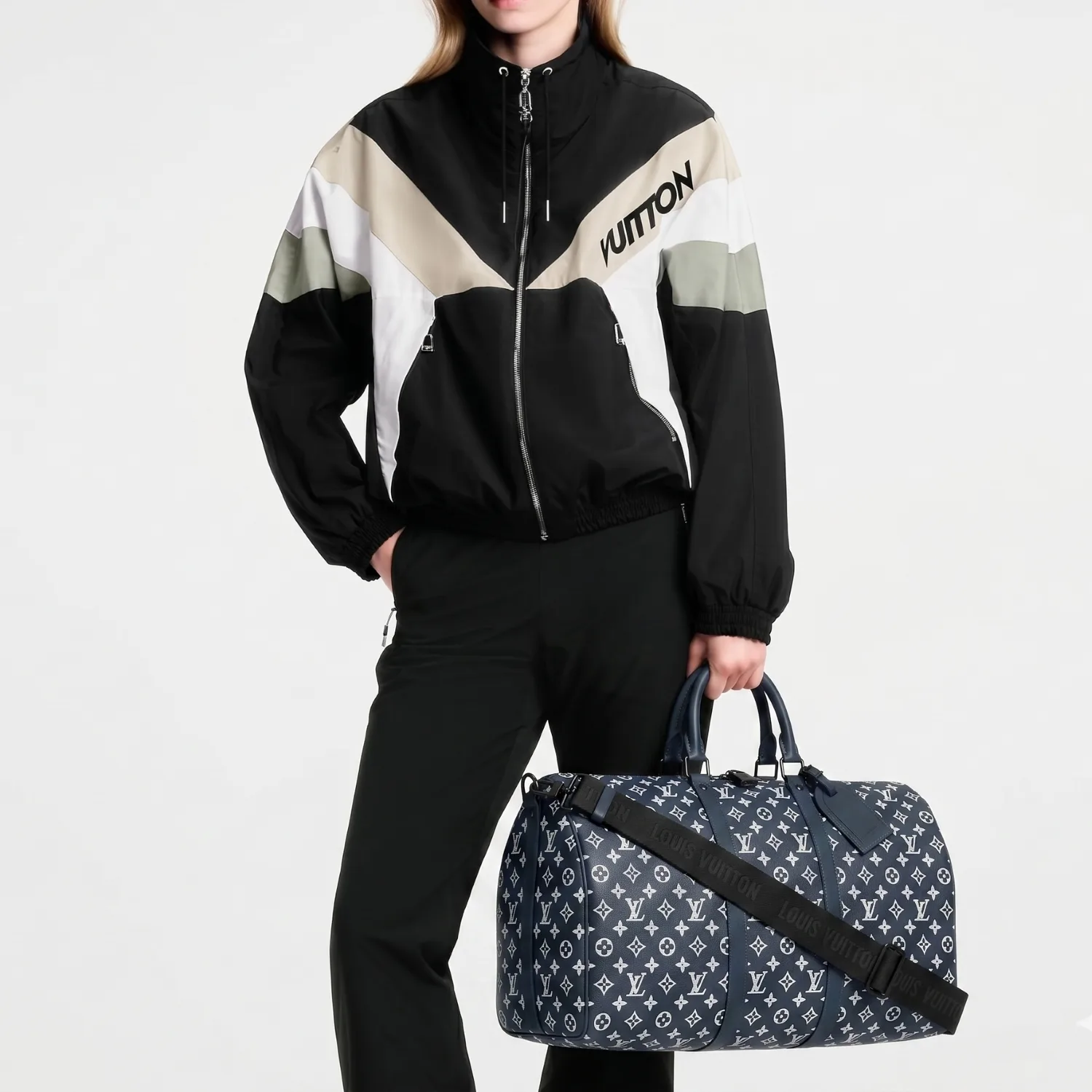 Louis Vuitton Keepall Bandouliere 50 Travel Bag / Blue Moon Black Hardware - Image 2