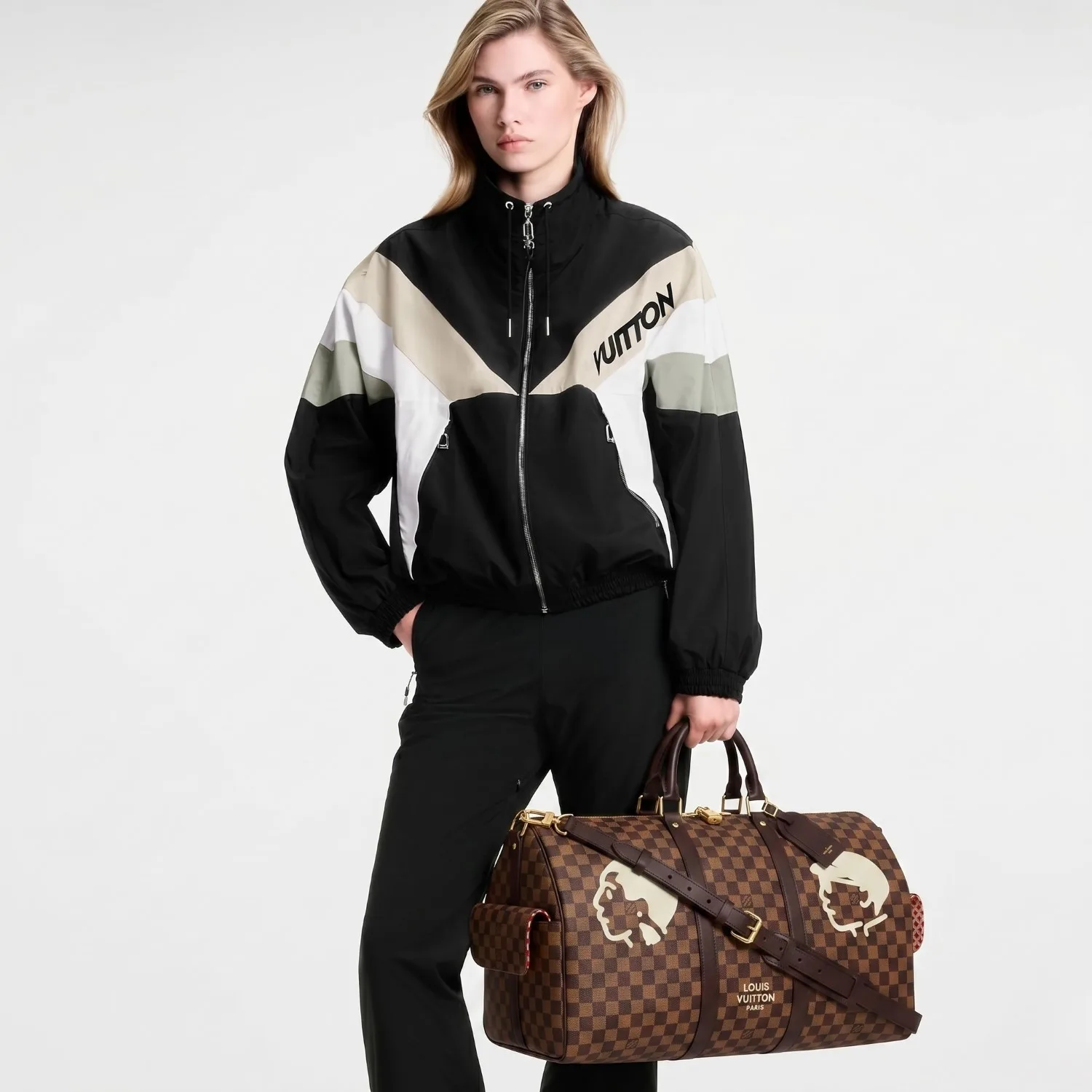 Alternative view of Louis Vuitton Keepall Bandouliere 50 Travel Bag / Brown Damier Phriendship Gold Hardware
