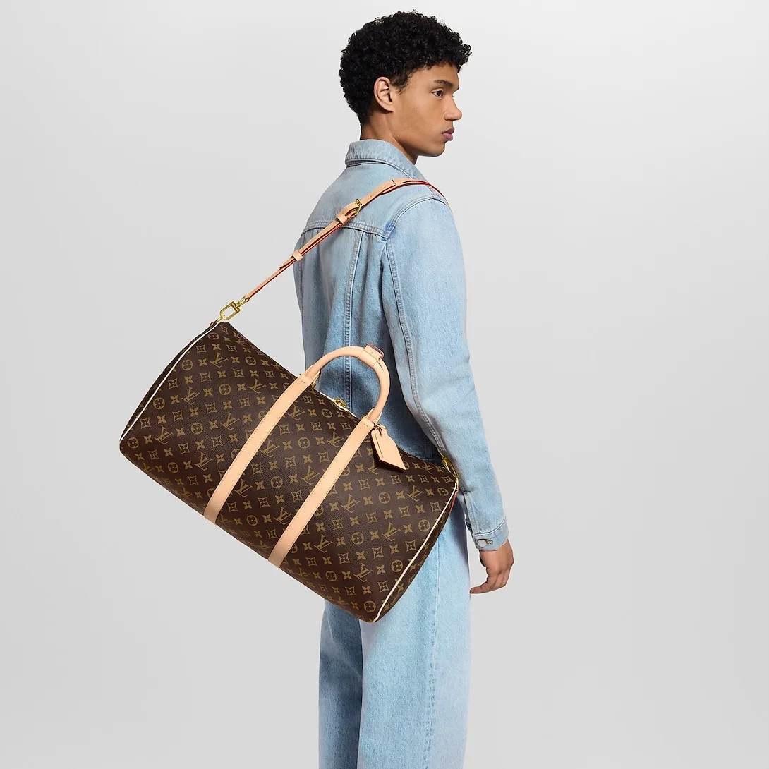 Louis Vuitton Keepall Bandouliere 50 Travel Bag / Brown Monogram Gold Hardware - Image 2