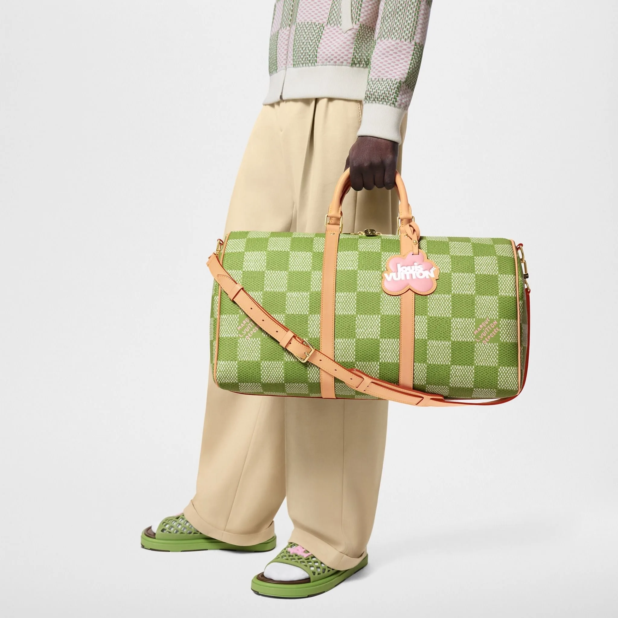 Louis Vuitton Keepall Bandouliere 50 Travel Bag / Green Gold Hardware - Image 3