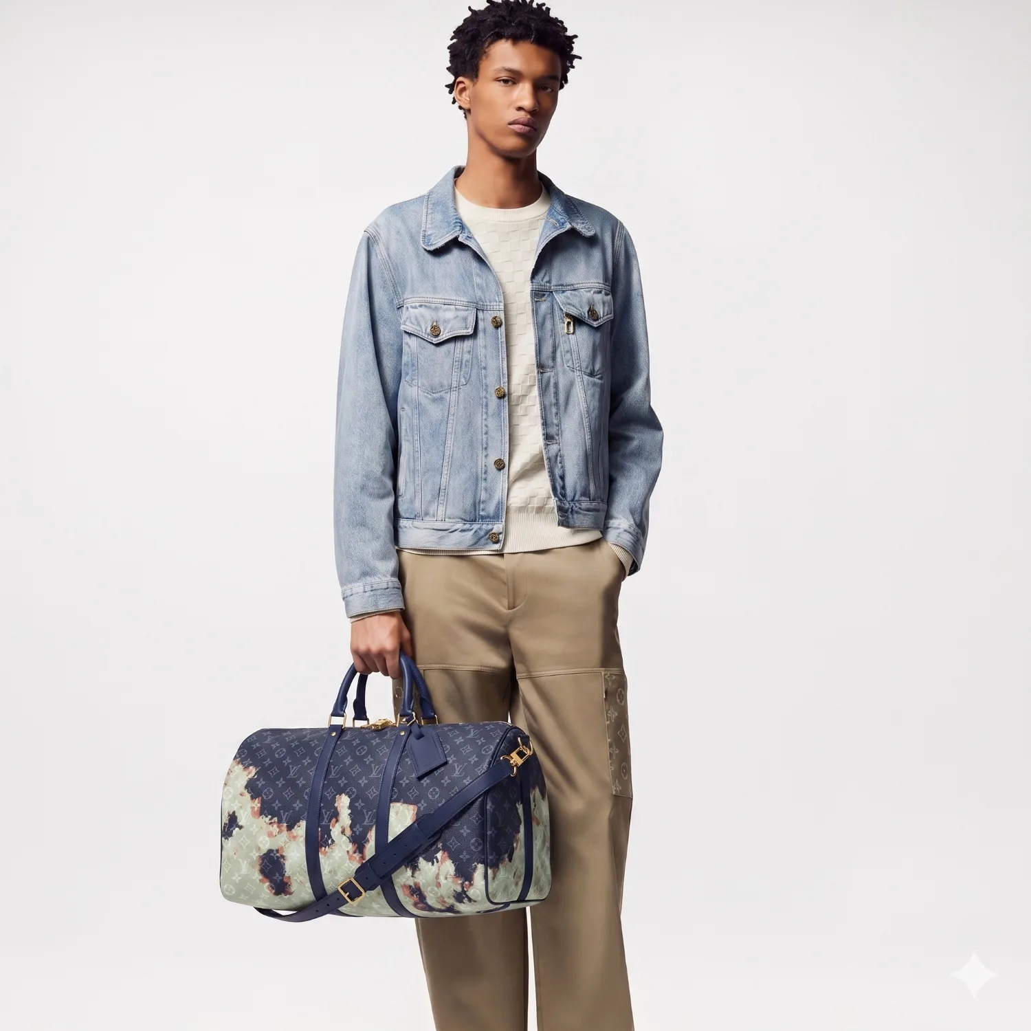 Alternative view of Louis Vuitton Keepall Bandouliere 50 Travel Bag / Ink Blue Gold Hardware