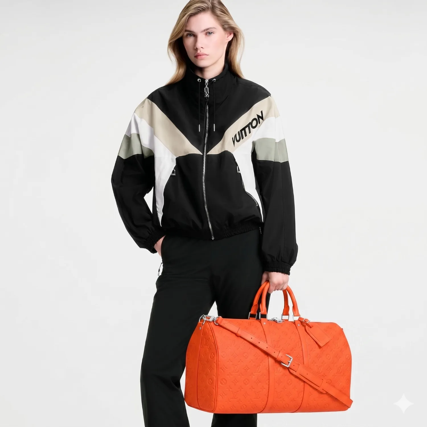 Alternative view of Louis Vuitton Keepall Bandouliere 50 Travel Bag / Orange Silver Hardware