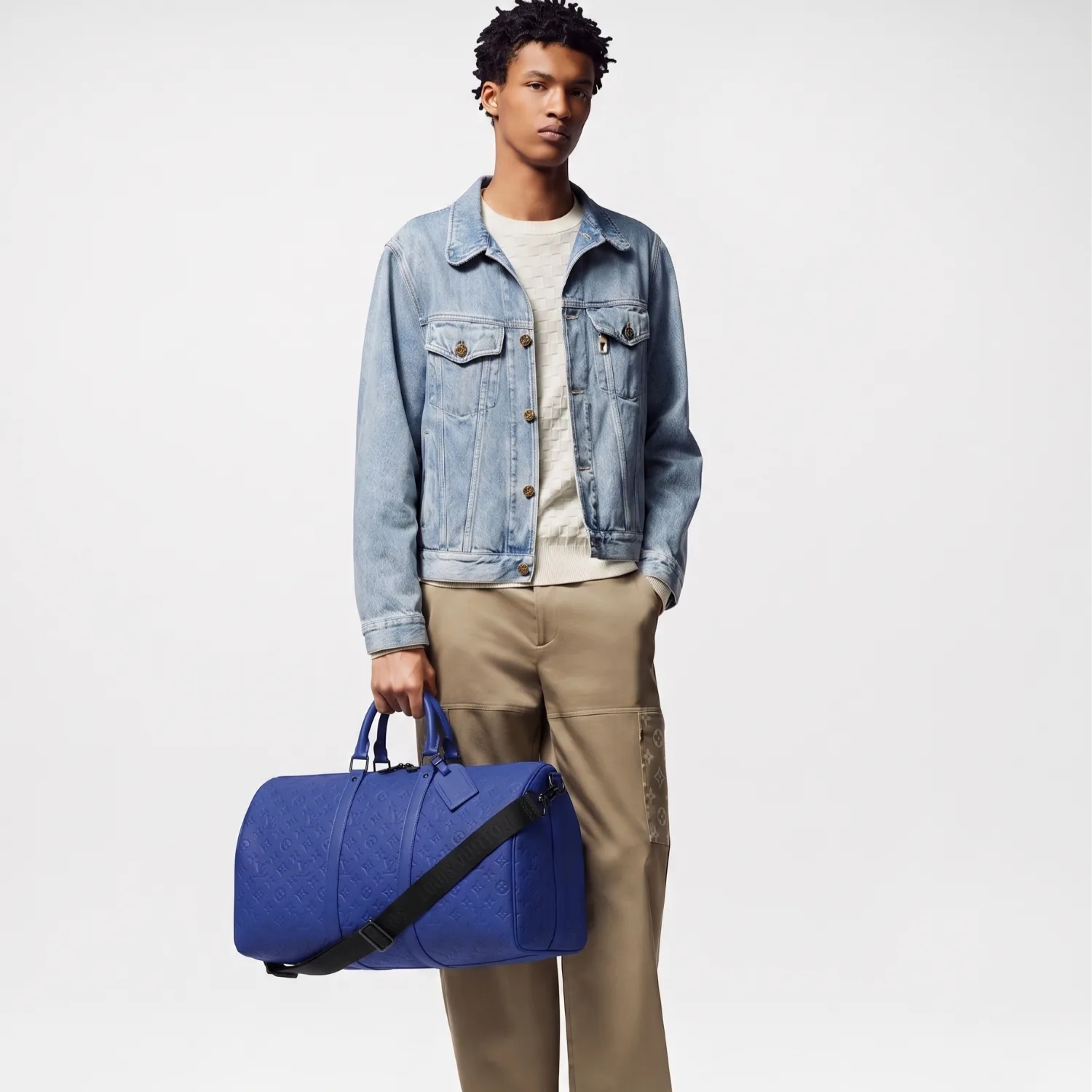 Louis Vuitton Keepall Bandouliere 50 Travel Bag / Racing Blue Black Hardware - Image 2