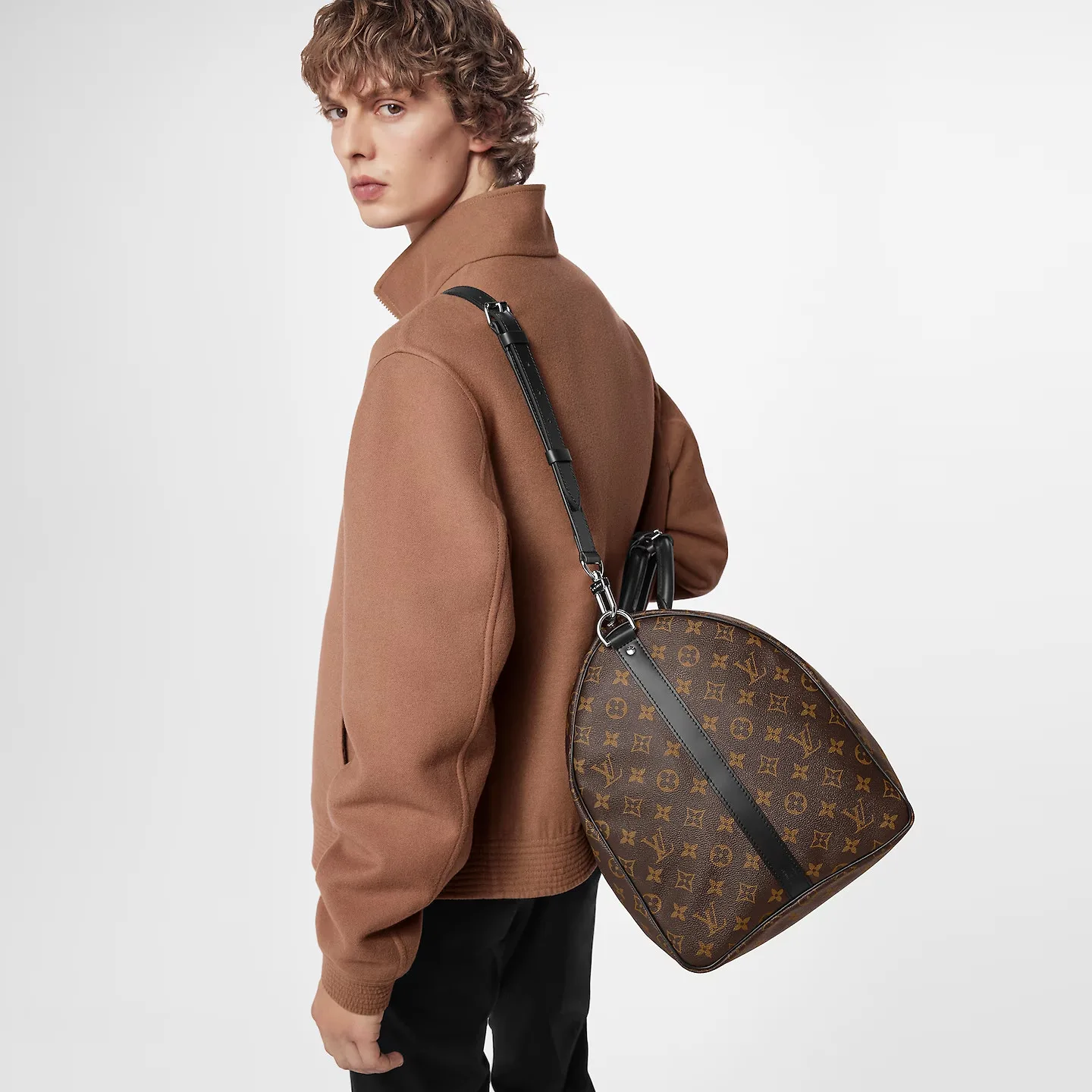 Louis Vuitton Keepall Bandouliere 55 Travel Bag / Brown Monogram Silver Hardware - Image 4