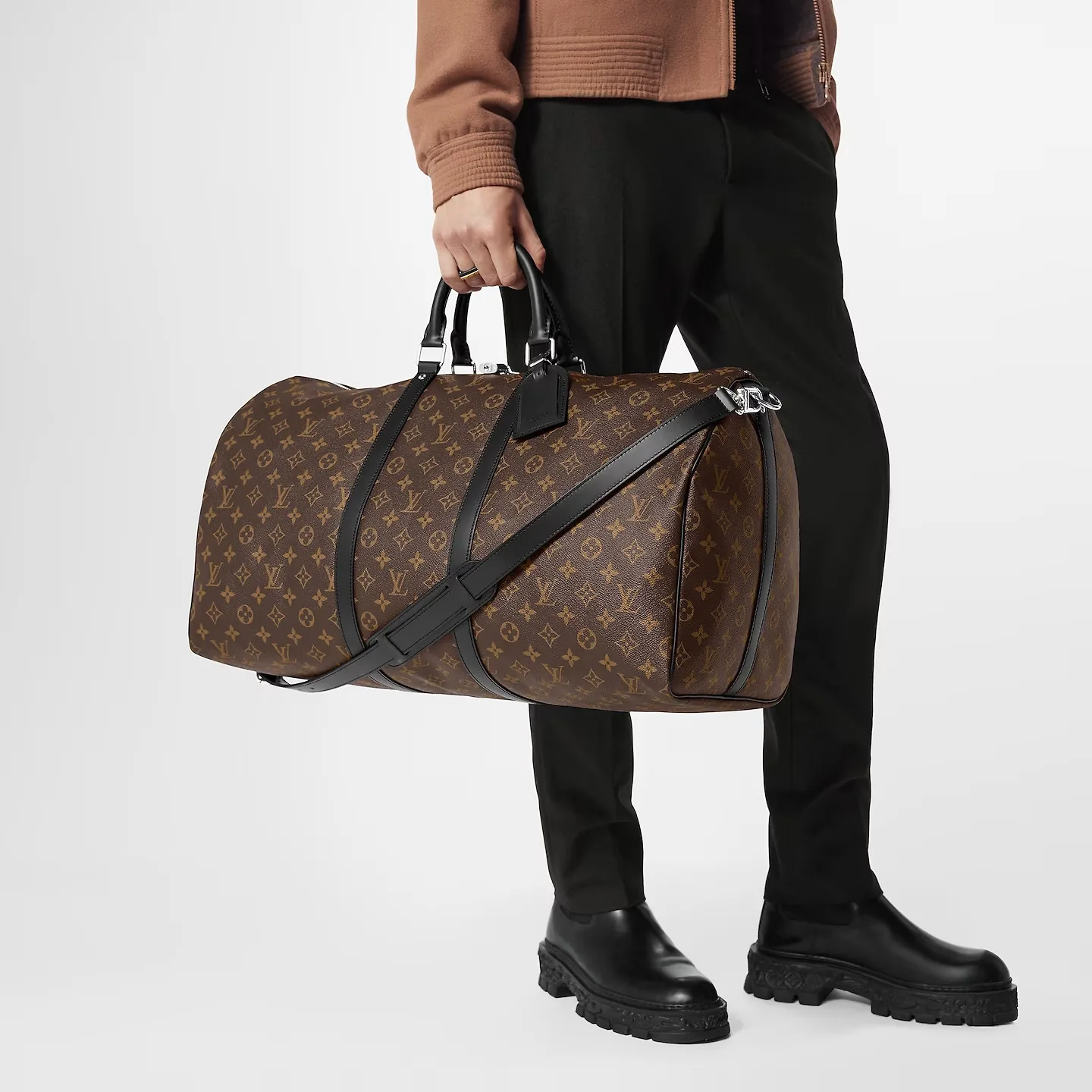 Alternative view of Louis Vuitton Keepall Bandouliere 55 Travel Bag / Brown Monogram Silver Hardware