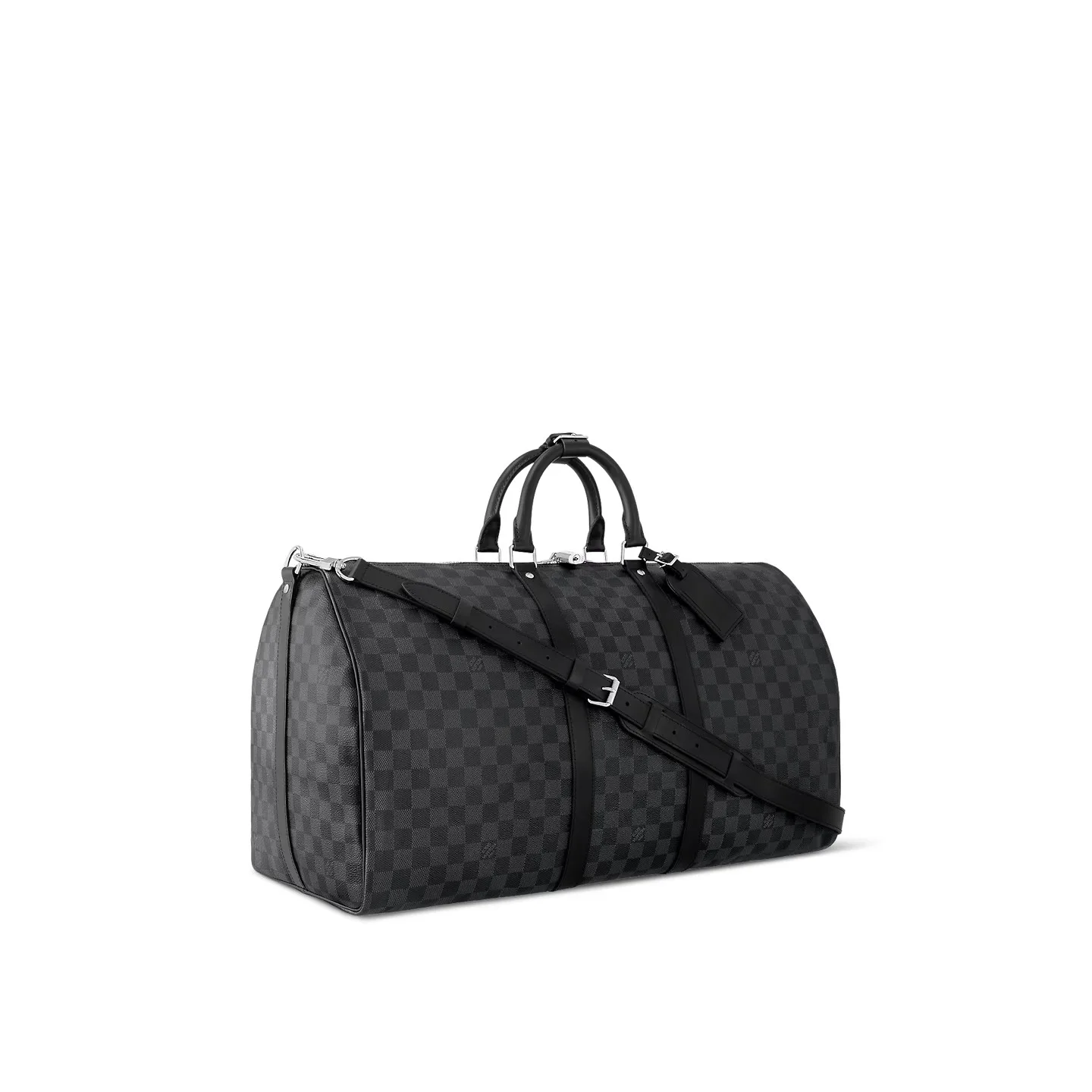 Louis Vuitton Keepall Bandouliere 55 Travel Bag / Black Damier Graphite Silver Hardware - Image 4