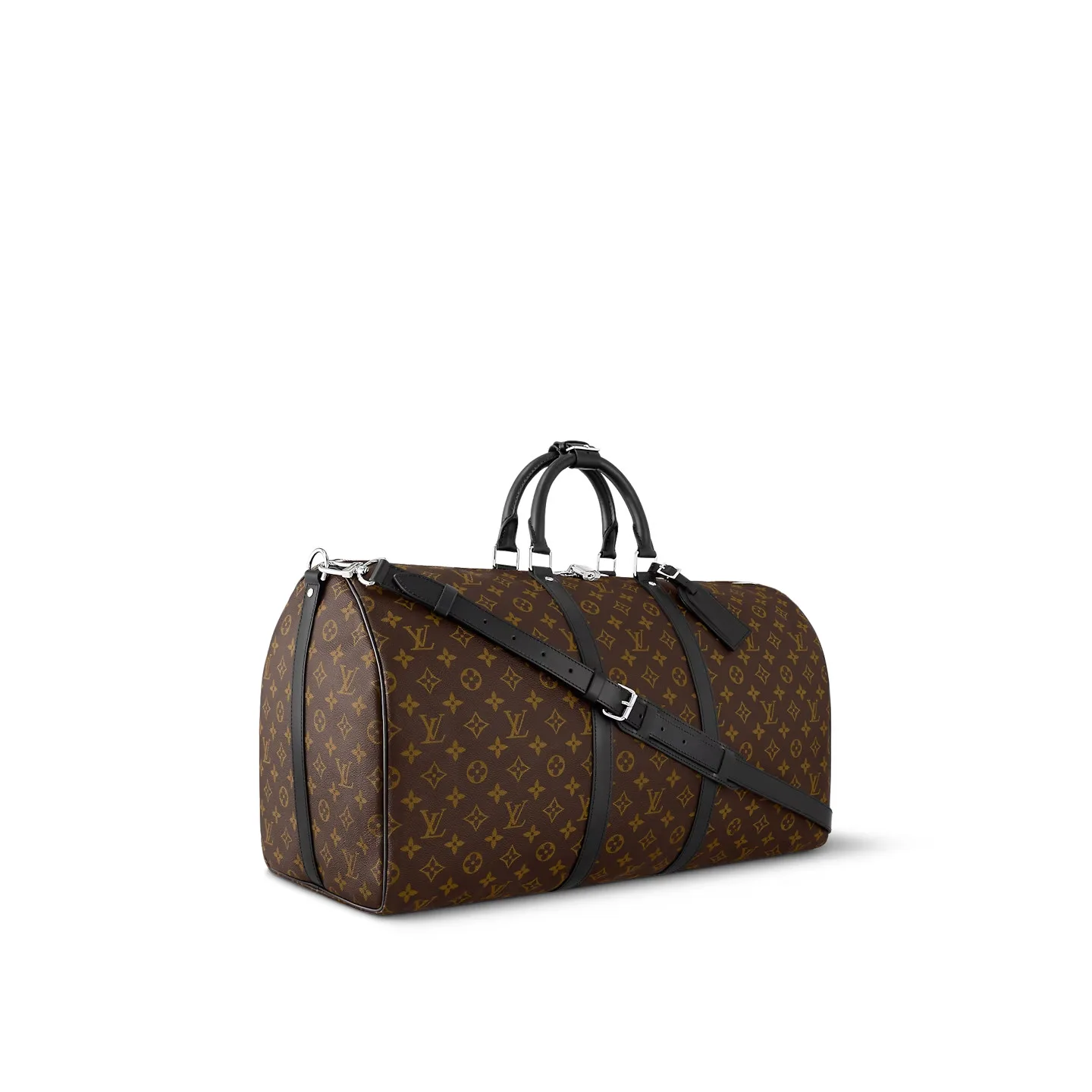 Louis Vuitton Keepall Bandouliere 55 Travel Bag / Brown Monogram Silver Hardware - Image 5