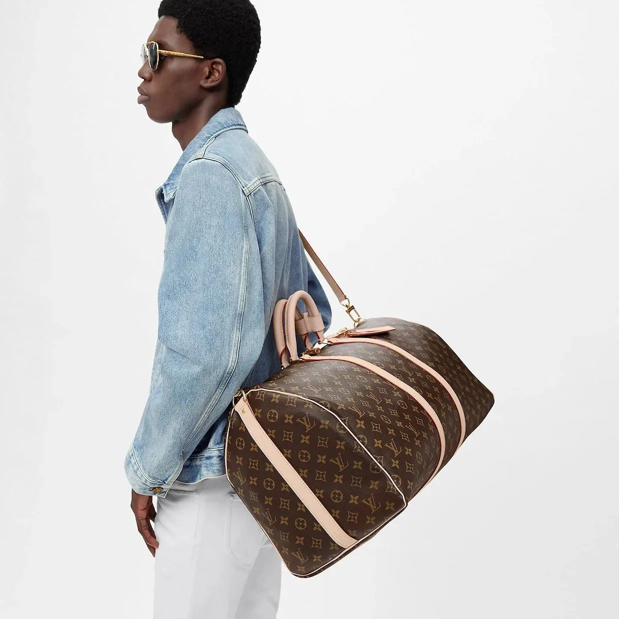 Louis Vuitton Keepall Bandouliere 50 Travel Bag / Brown Monogram Gold Hardware - Image 3