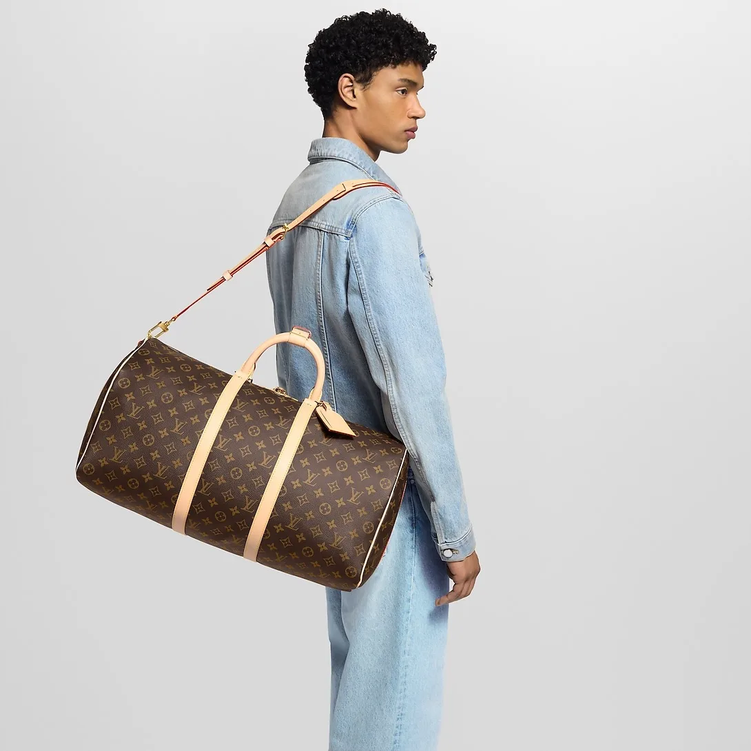 Alternative view of Louis Vuitton Keepall Bandouliere 55 Travel Bag / Brown Monogram Gold Hardware