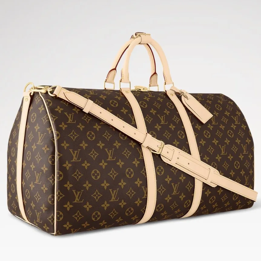 Louis Vuitton Keepall Bandouliere 55 Travel Bag / Brown Monogram Gold Hardware - Image 3