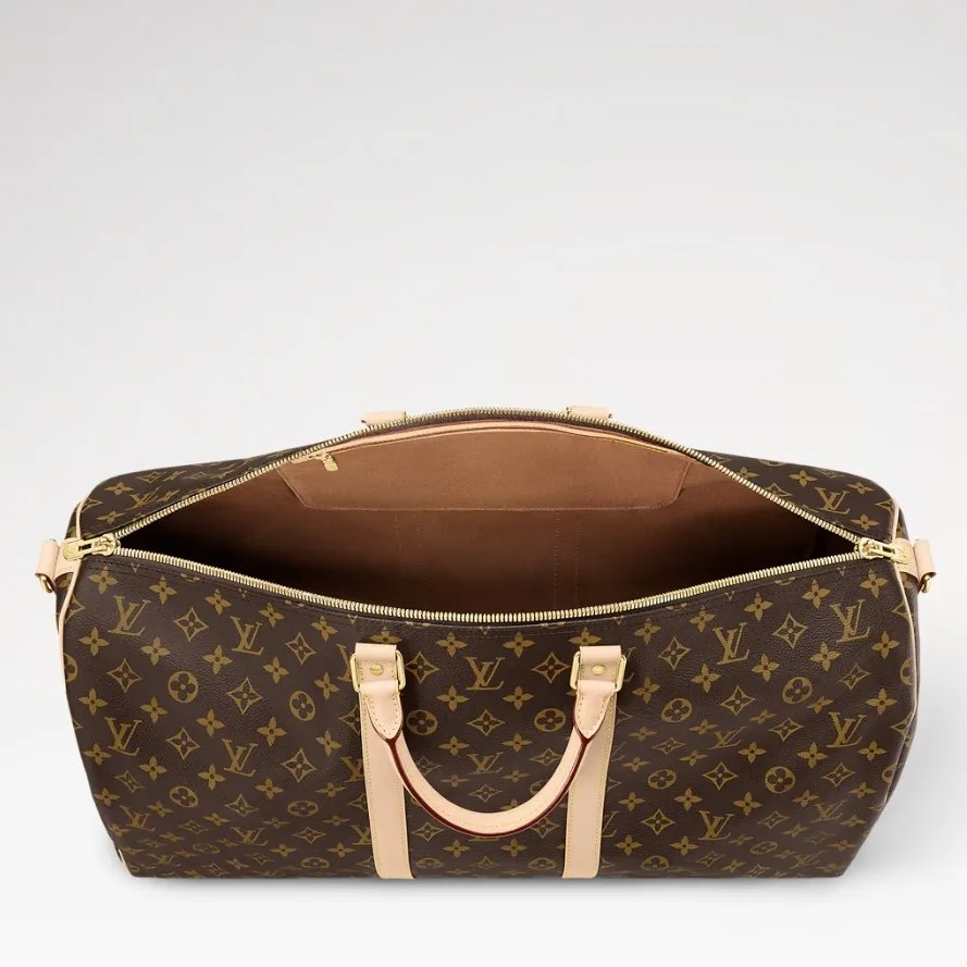 Louis Vuitton Keepall Bandouliere 55 Travel Bag / Brown Monogram Gold Hardware - Image 4