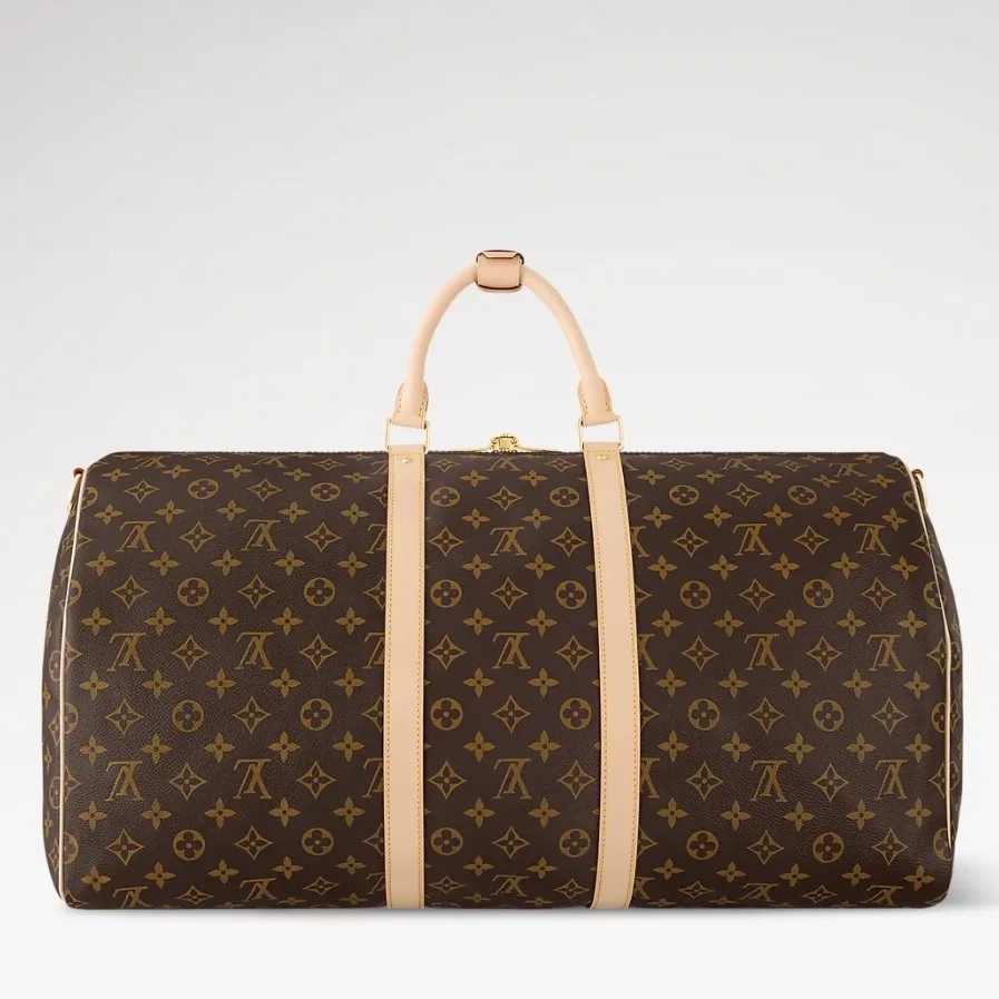 Louis Vuitton Keepall Bandouliere 55 Travel Bag / Brown Monogram Gold Hardware - Image 5