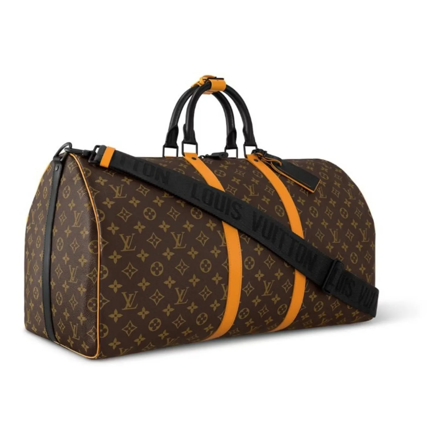 Louis Vuitton Keepall Bandouliere 55 Travel Bag / Brown/ Radiant Sun Monogram Black Hardware - Image 3