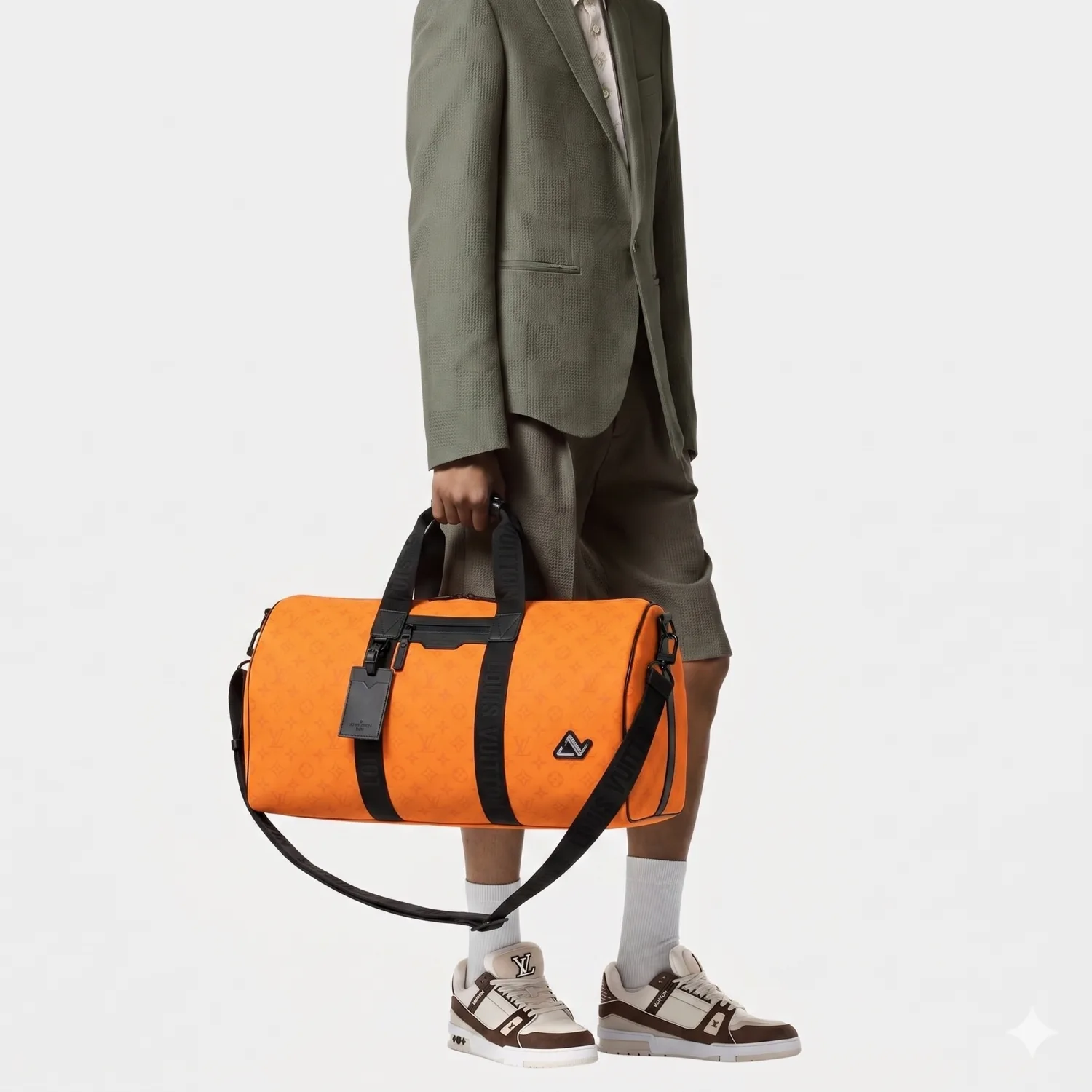 Alternative view of Louis Vuitton Keepall Sport Travel Bag / Orange Black Hardware