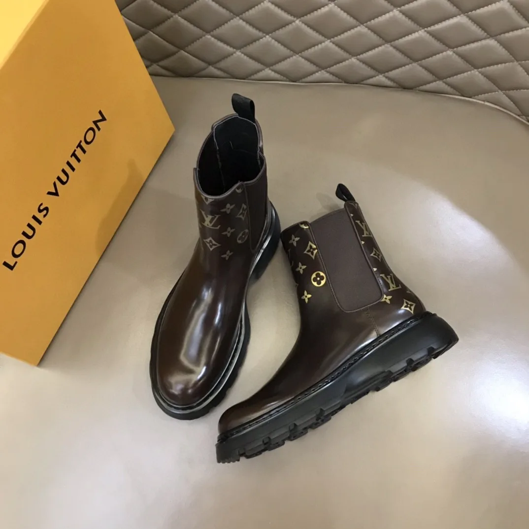 Louis Vuitton LV Bold Chelsea Boots Monogram Flower Brown 1A9FEI - Image 3