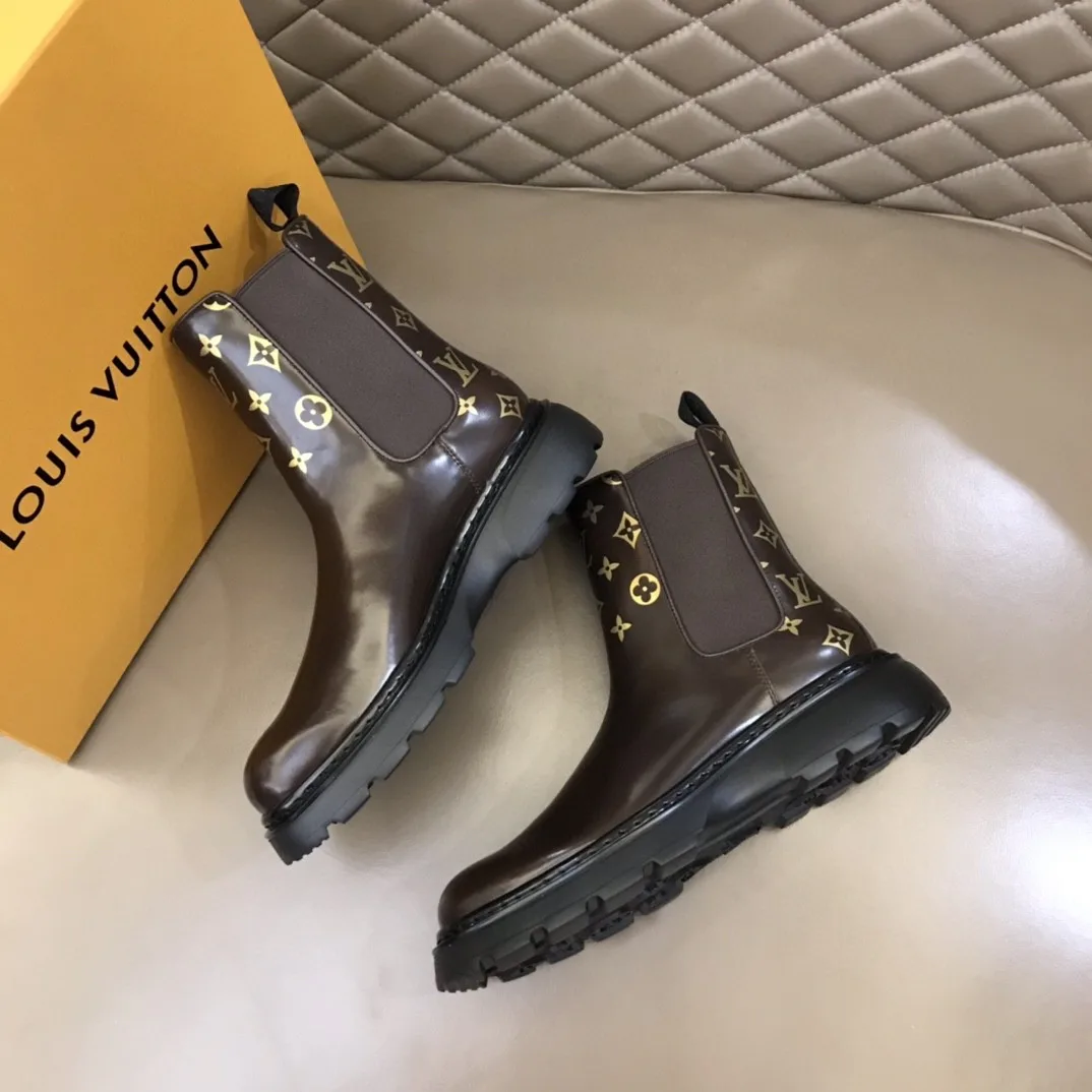 Louis Vuitton LV Bold Chelsea Boots Monogram Flower Brown 1A9FEI - Image 4