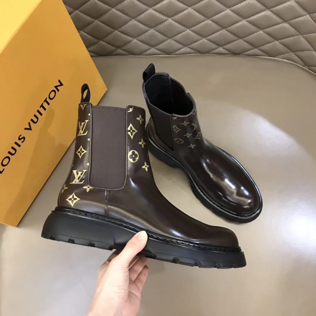 Louis Vuitton LV Bold Chelsea Boots Monogram Flower Brown 1A9FEI - Image 5