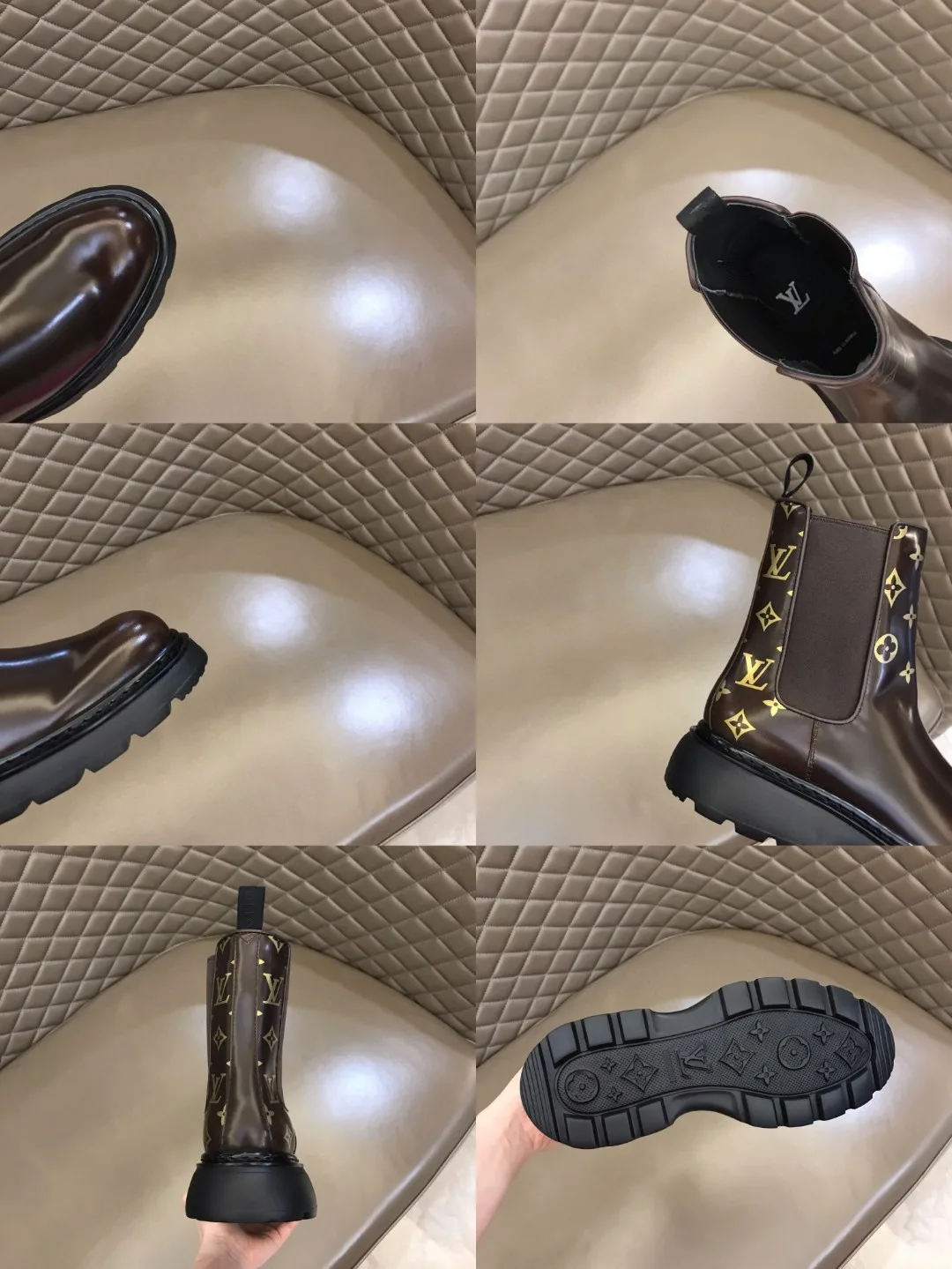 Louis Vuitton LV Bold Chelsea Boots Monogram Flower Brown 1A9FEI - Image 10