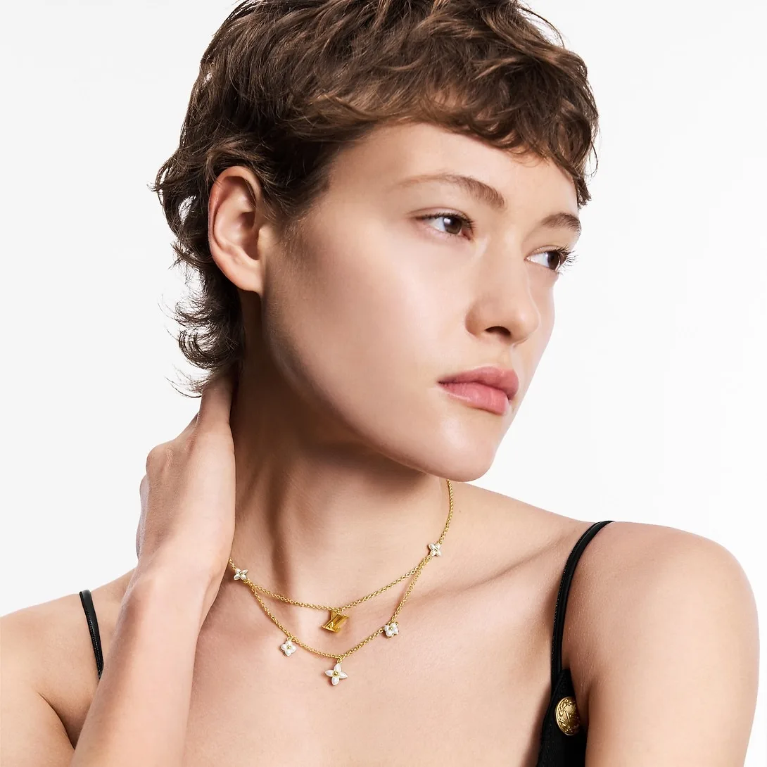 Alternative view of Louis Vuitton LV Floragram Necklace White Gold Hardware