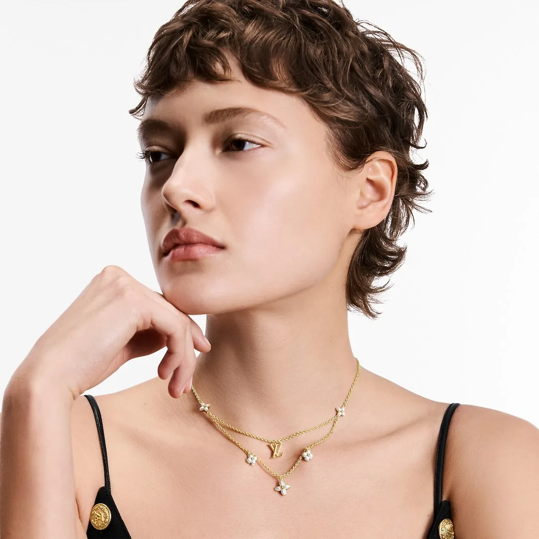 Louis Vuitton LV Floragram Necklace White Gold Hardware - Image 3