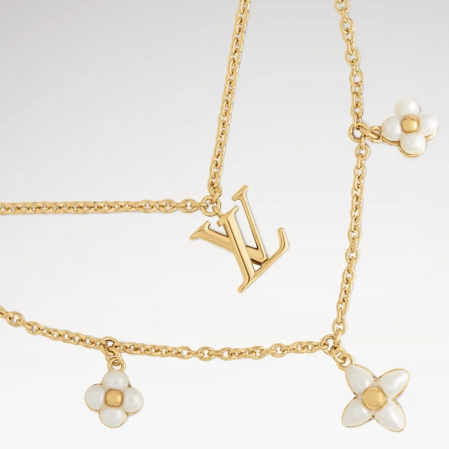 Louis Vuitton LV Floragram Necklace White Gold Hardware - Image 4