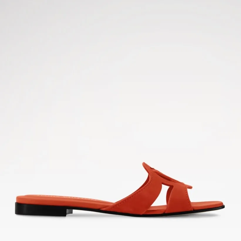Louis Vuitton LV Isola Flat Mules Orange Suede 1AK4OW - Image 3
